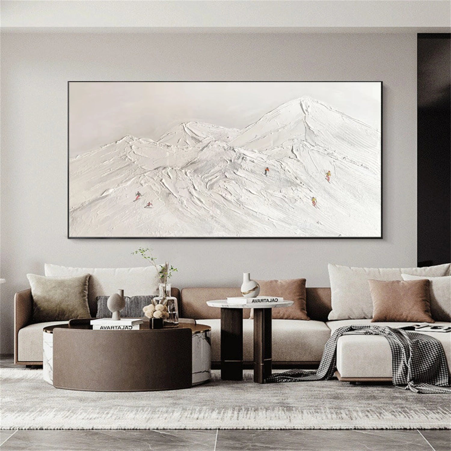Skiing Sport Art Textured Painting Canvas # SA042