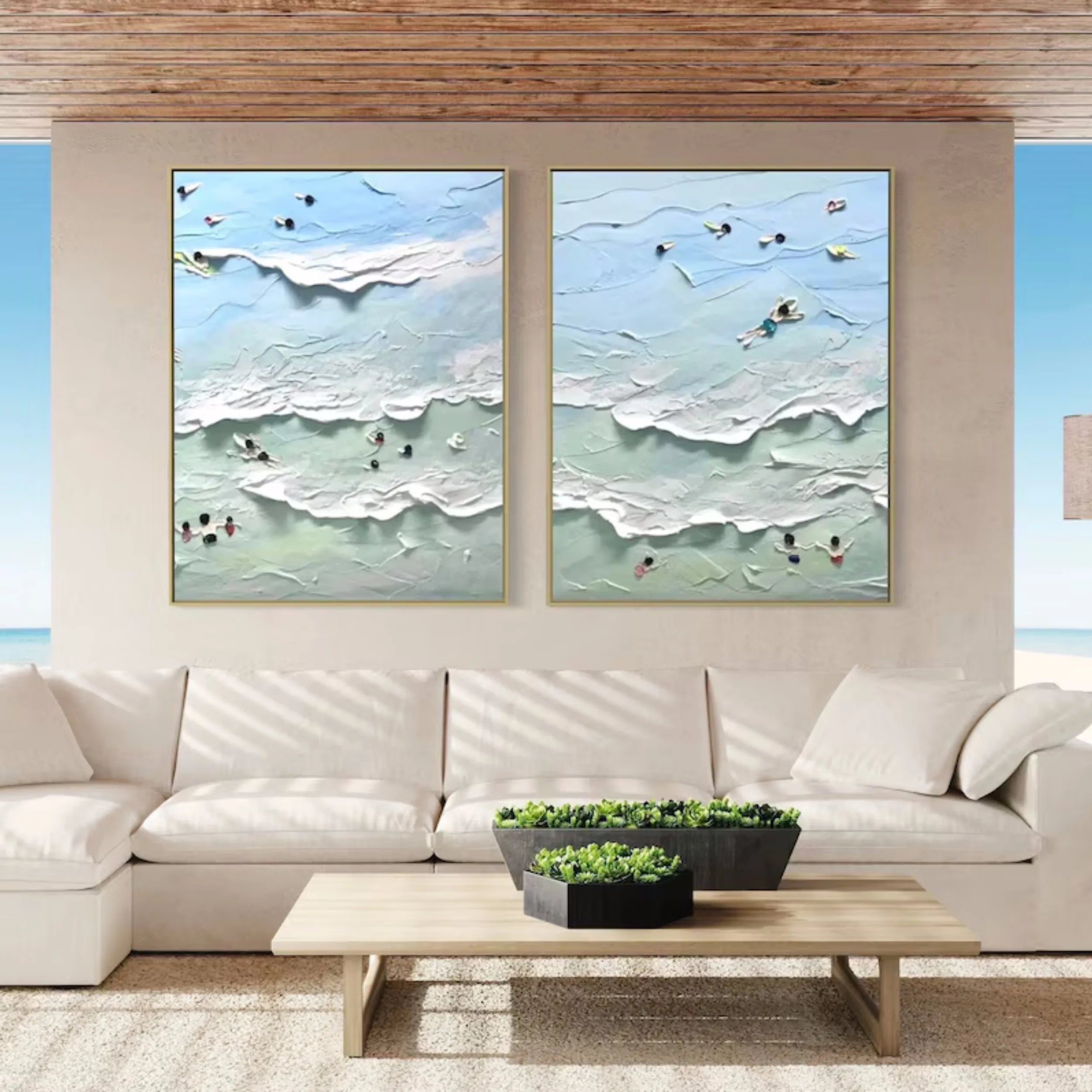 Seascape and Snowy Peak Painting Set of 2 #SP016