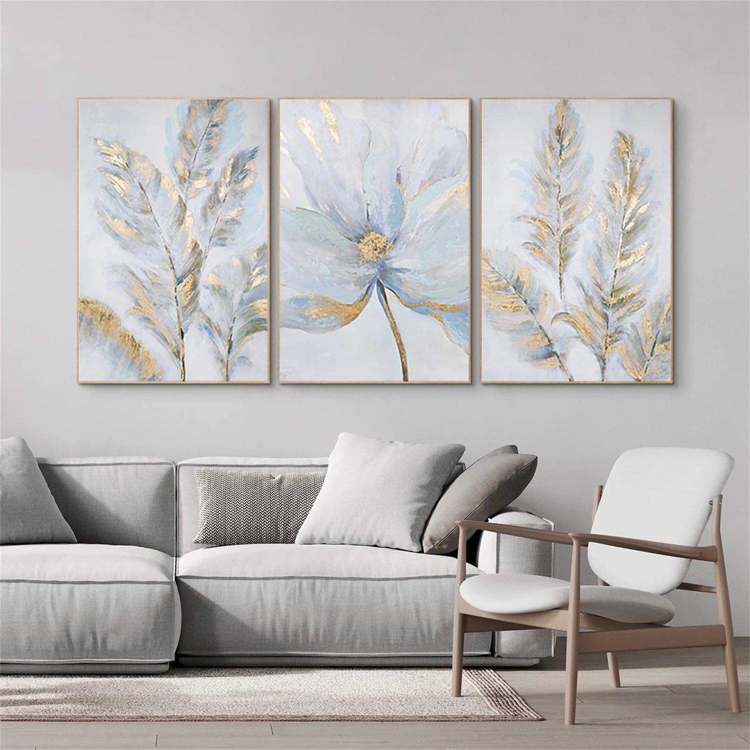 Flower & Tree Abstract Canvas Art Set of 3 #FT 303