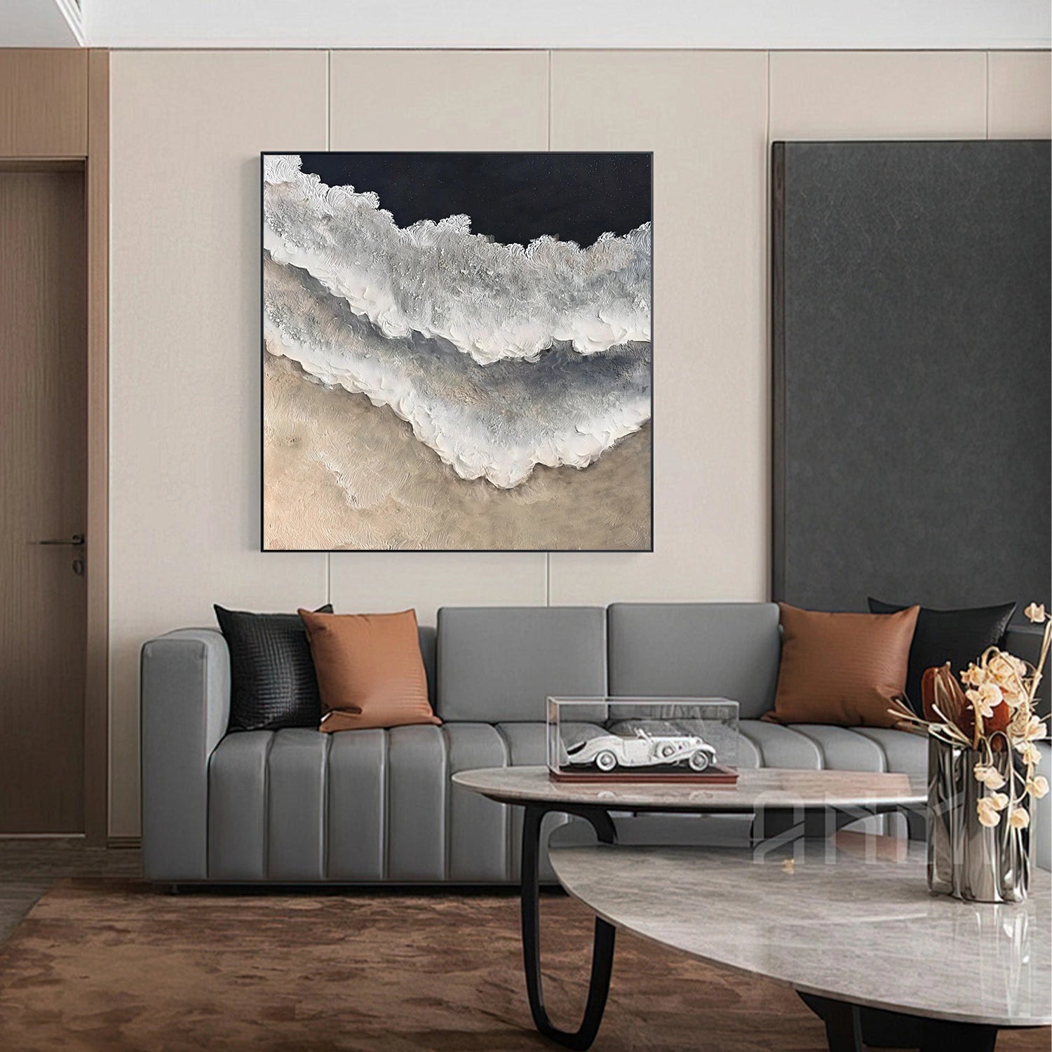 Ocean And Sky Abstract Texture Canvas Art #OS390