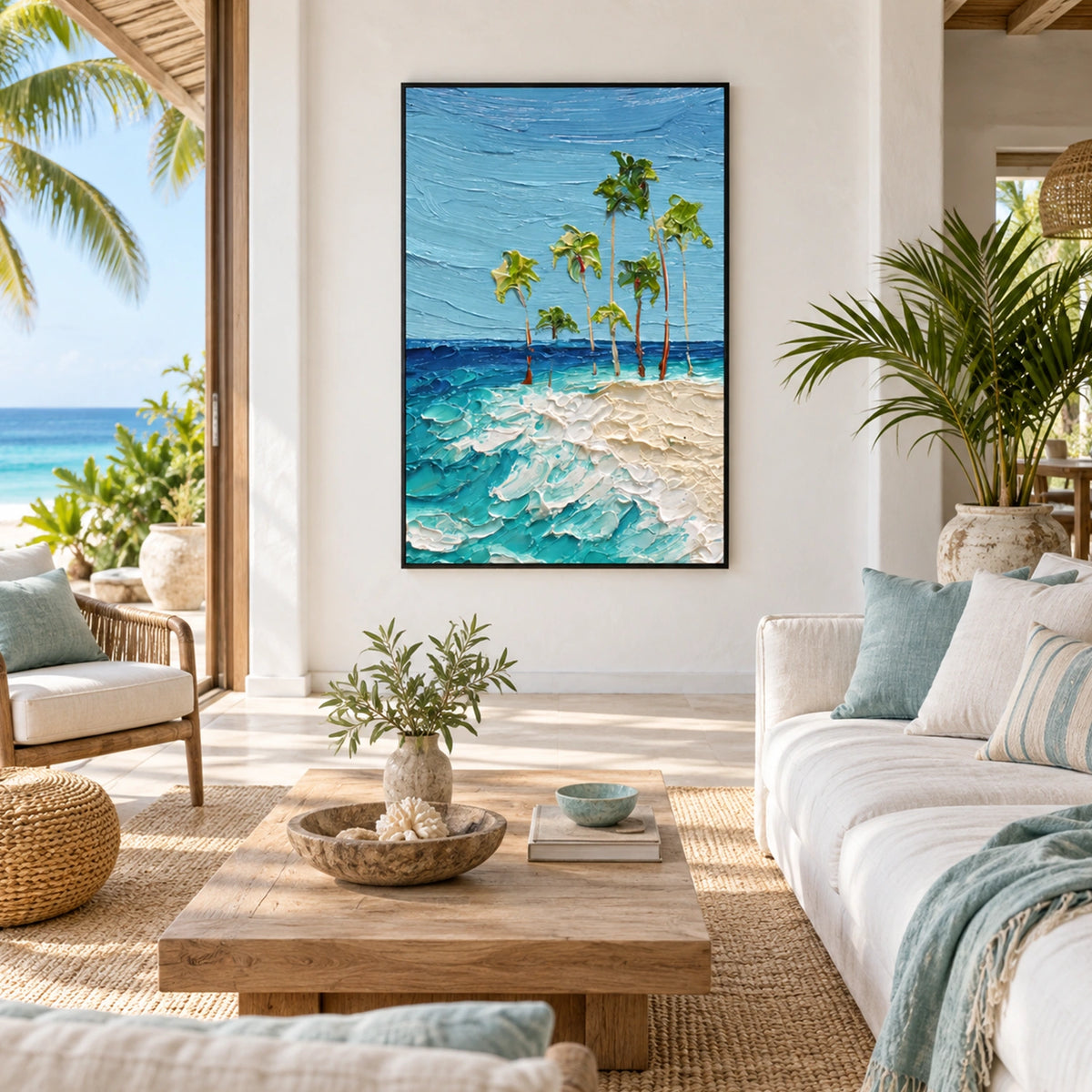 Ocean And Sky Abstract Canvas Art #OS473