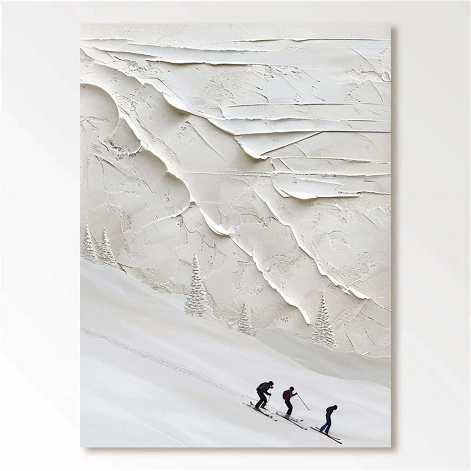 Skiing Sport Art Textured Painting Canvas #SP035