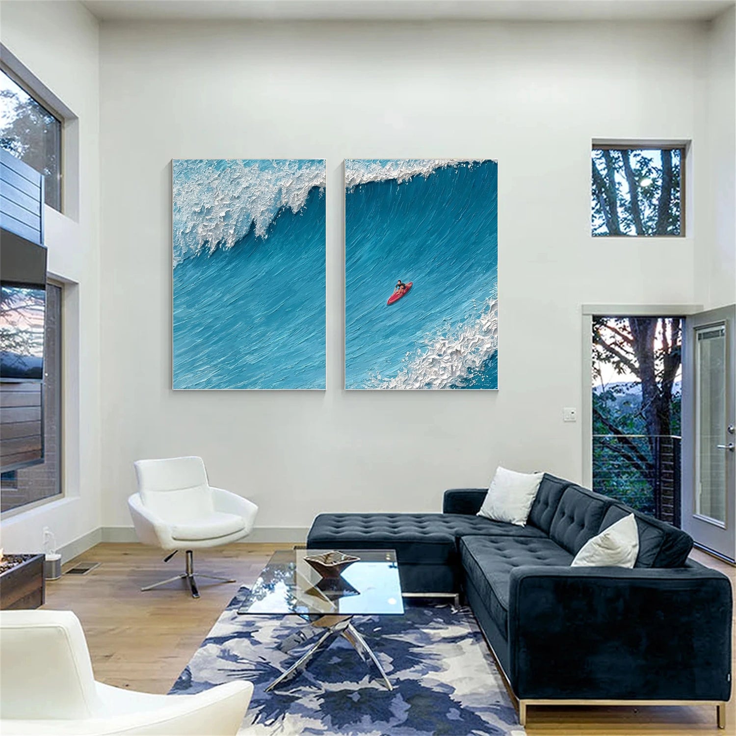 Surfing Sport Texture Set of 2 Canvas Painting #SA025