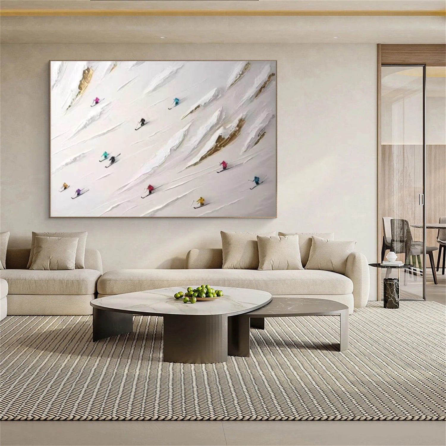 Skiing Sport Art Textured Painting Canvas # SA034