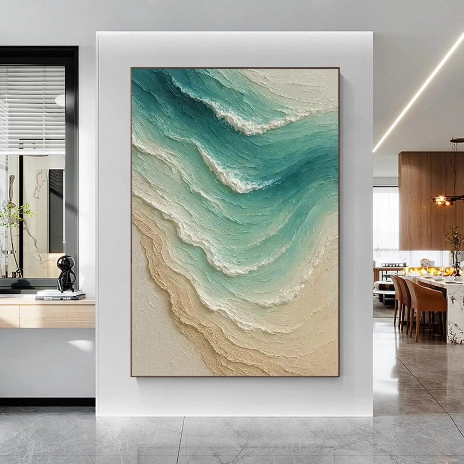 Ocean And Sky Abstract Textured Canvas Art #OS 334