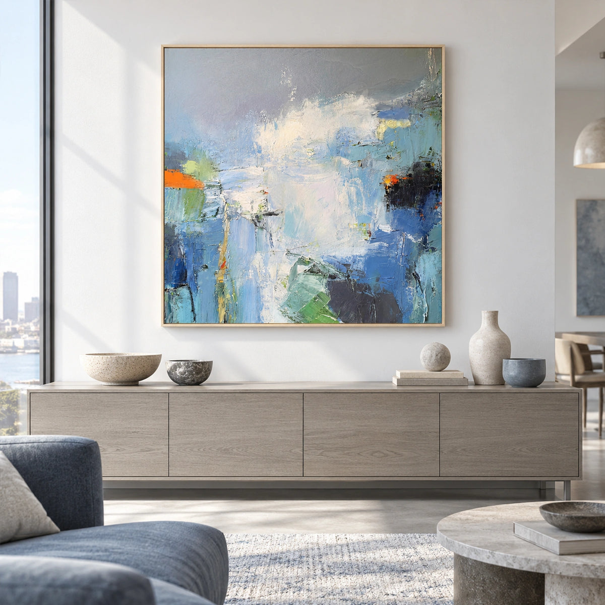Blue Abstract Wall Art  #BG156