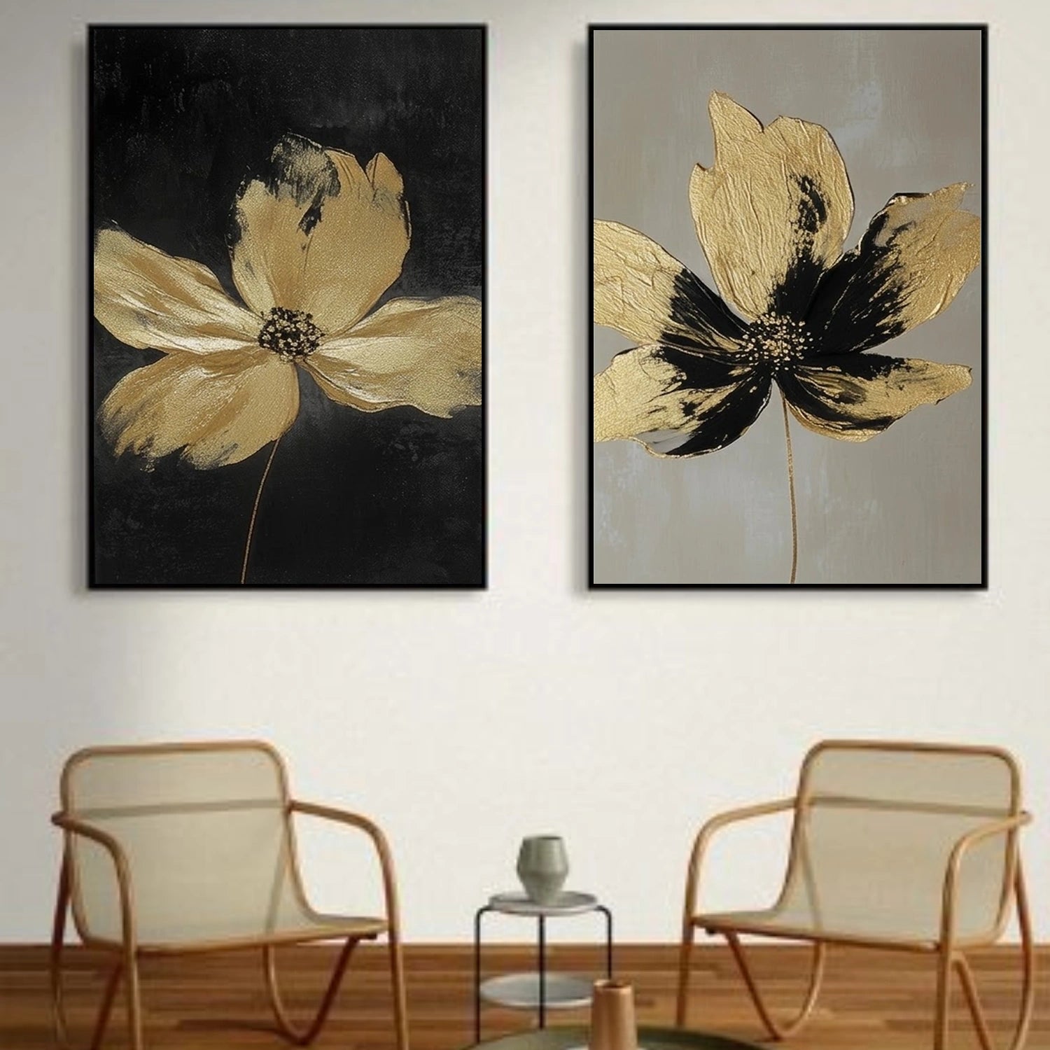 Flower & Tree Abstract Textured Canvas Set of 2 # FT 371