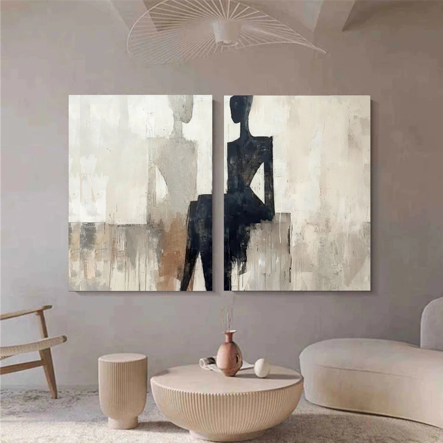 Contemporary Abstract Minimalist Set of 2 Wall Art #CW046
