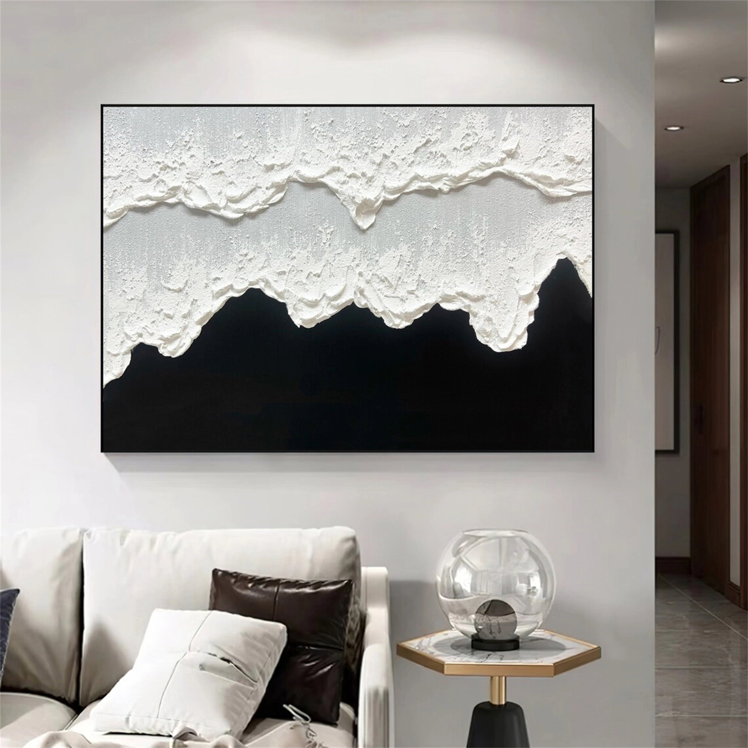 Black White Textured Minimalist Wall Art #MZ061