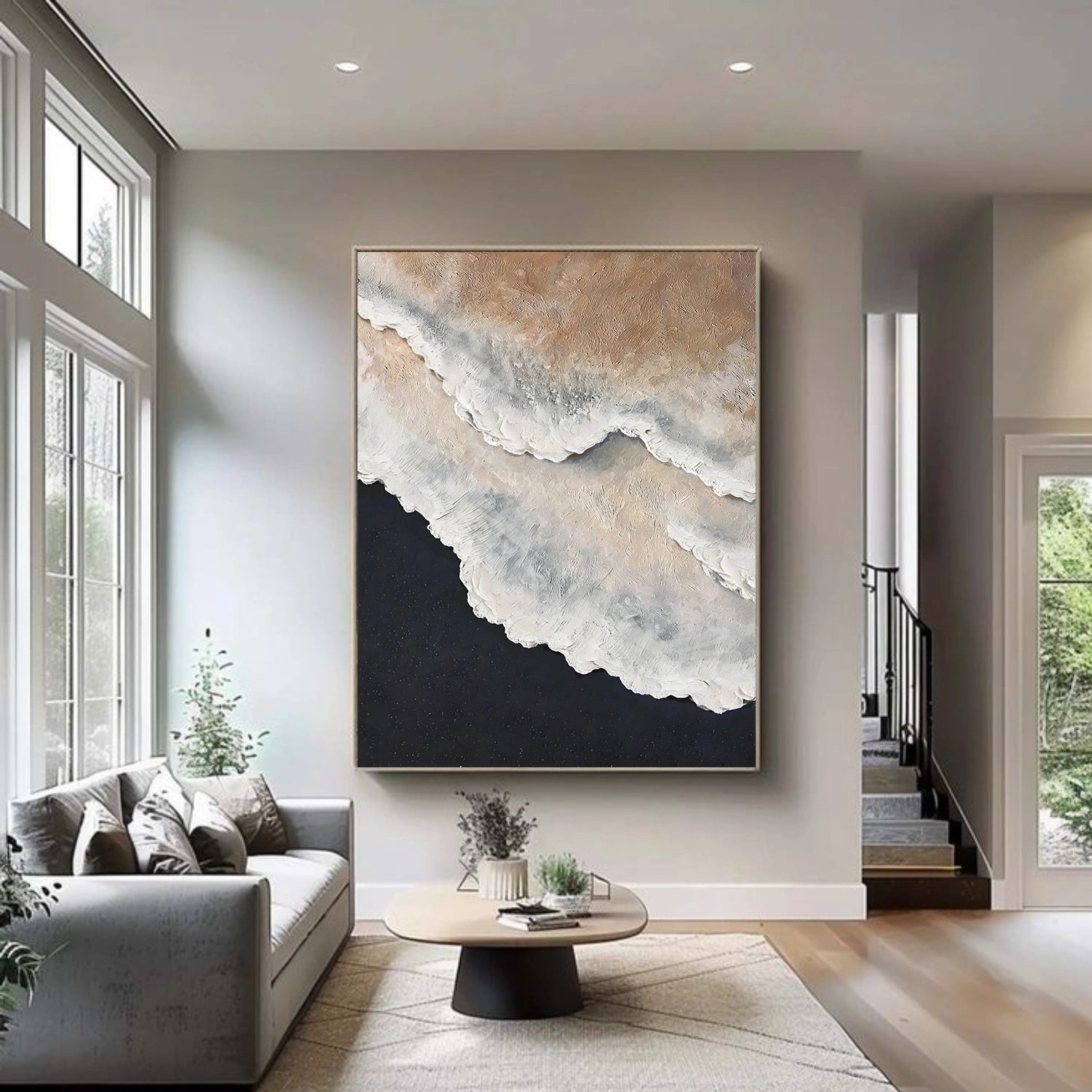 Ocean And Sky Abstract Texture Canvas Art #OS388