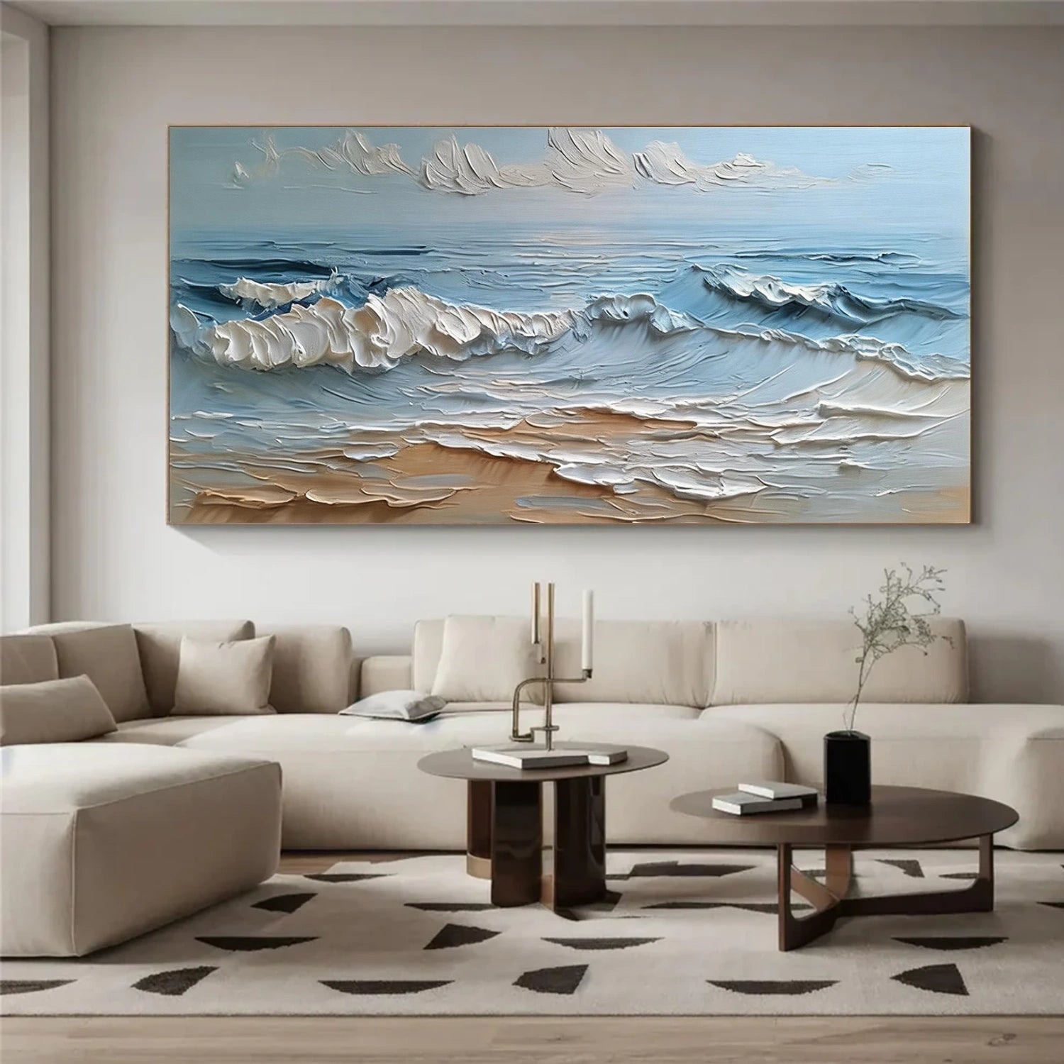 Ocean And Sky Abstract Texture Canvas Art #OS407