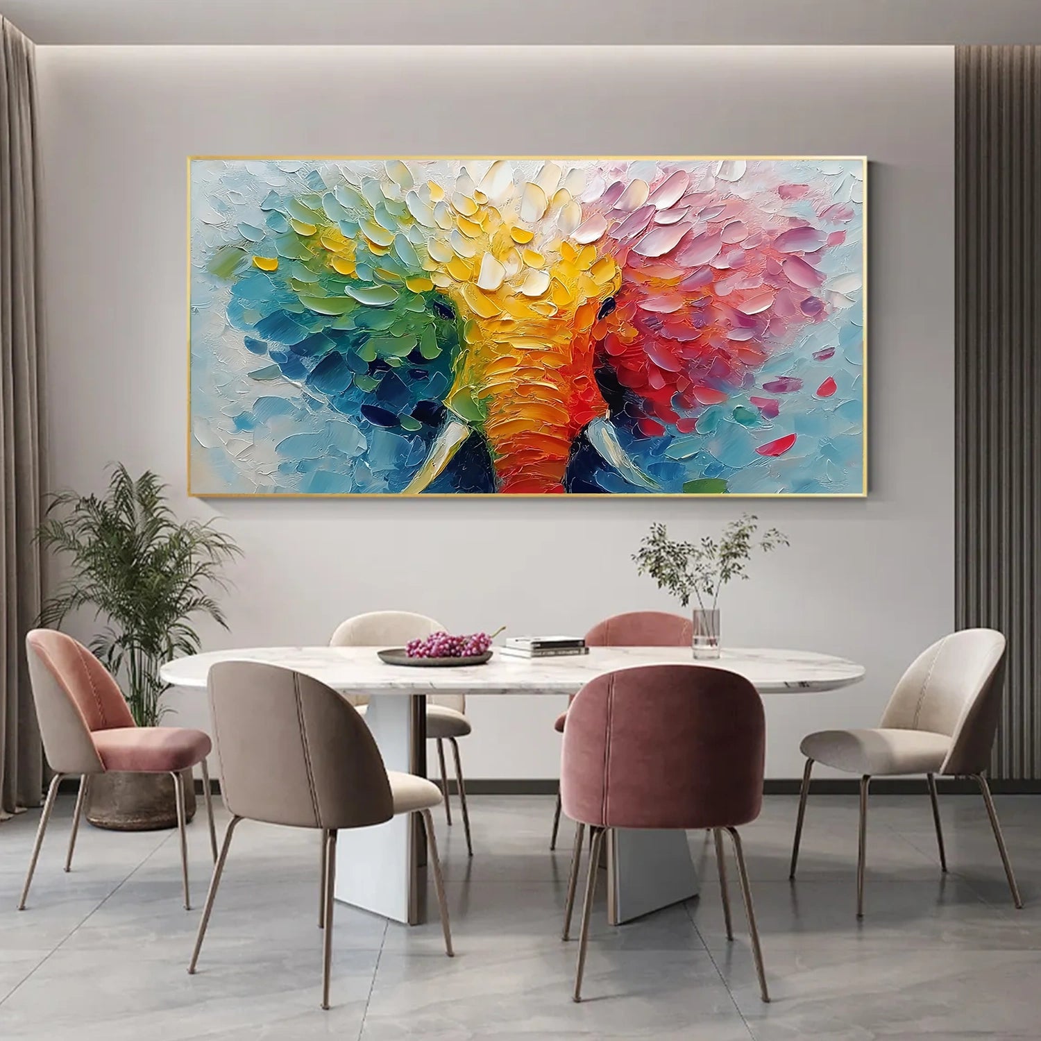 Colorful Abstract Animal Textured Canvas Art #AP184