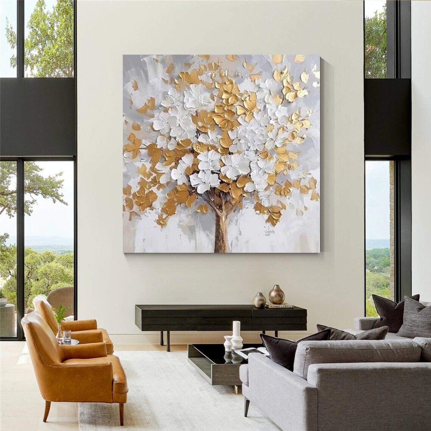 Flower & Tree Abstract Texture Canvas Art #FT 326