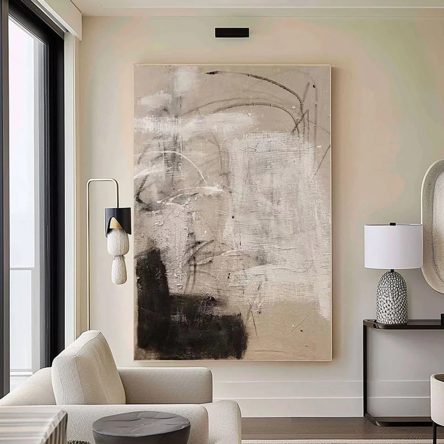 Black & Beige Abstract Wall Art #AB 517