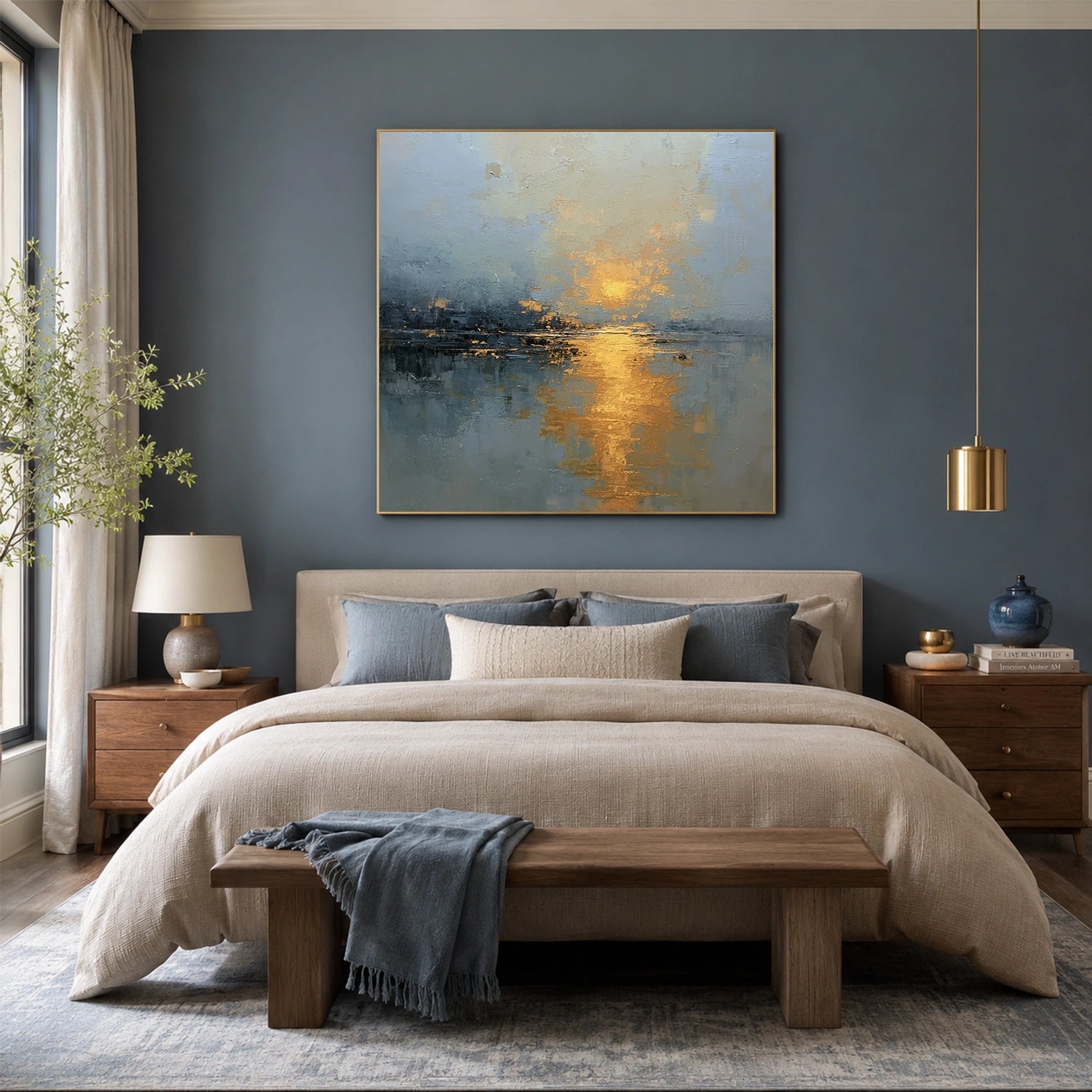 Ocean And Sky Abstract Canvas Art #OS439