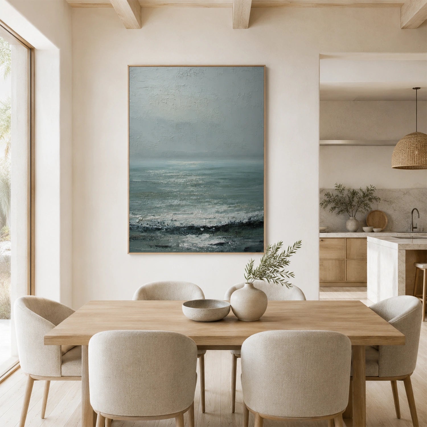 Ocean And Sky Abstract Texture Canvas Art #OS452