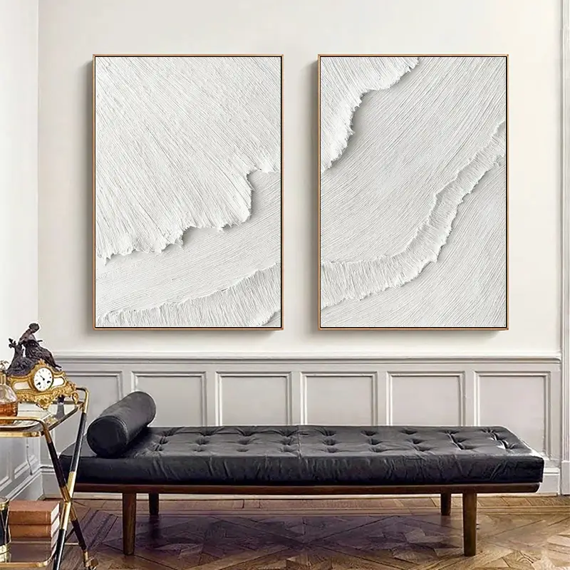 現代アート Words M.Asano VI/X 額付き Set of 2 Plaster Art Large Painting Minimalistic Textured