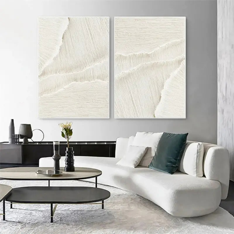 Plaster Art Minimalist Textured Paintings Set of 2 #MM057