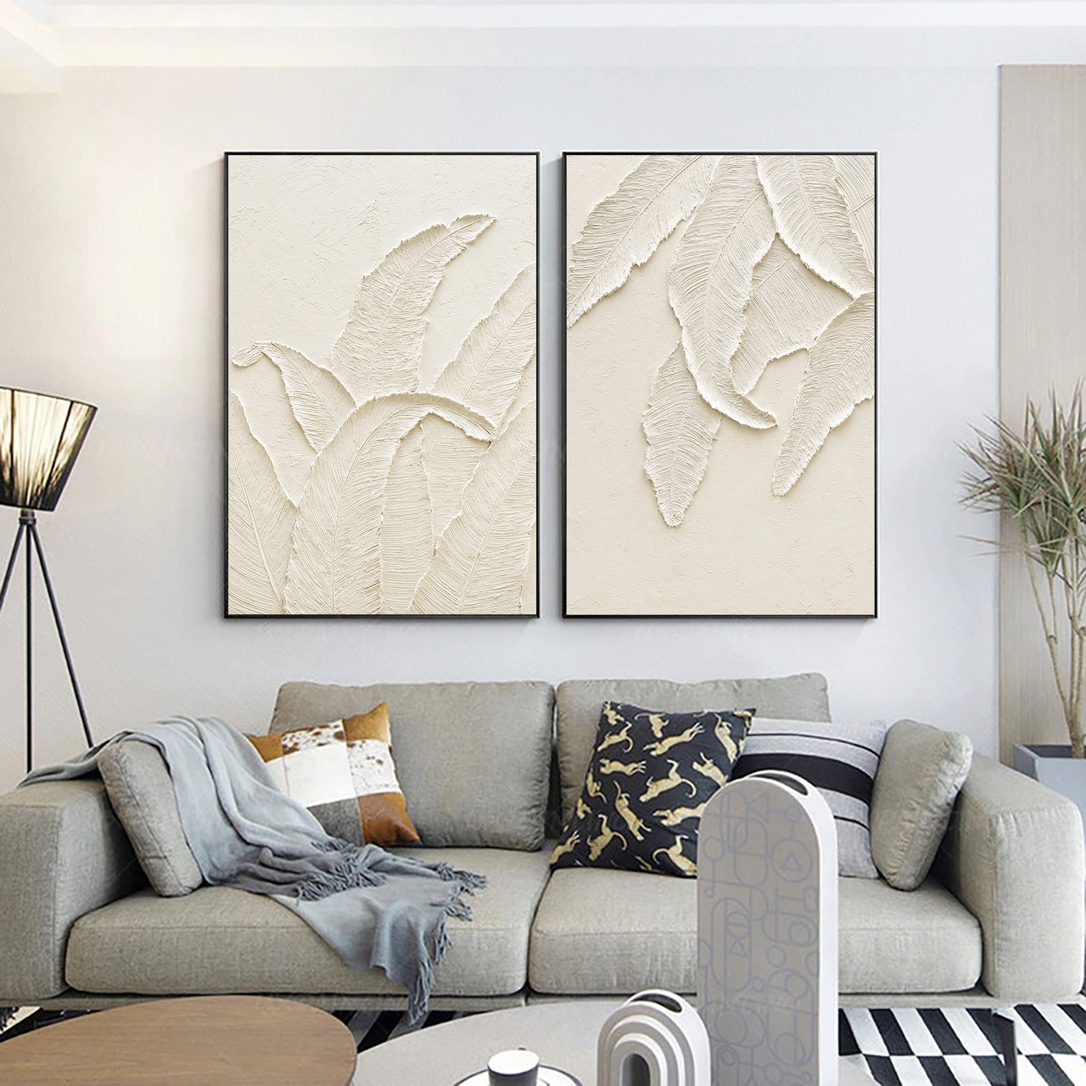 Plaster Art Minimalist Textured Paintings Set of 2 #MM059