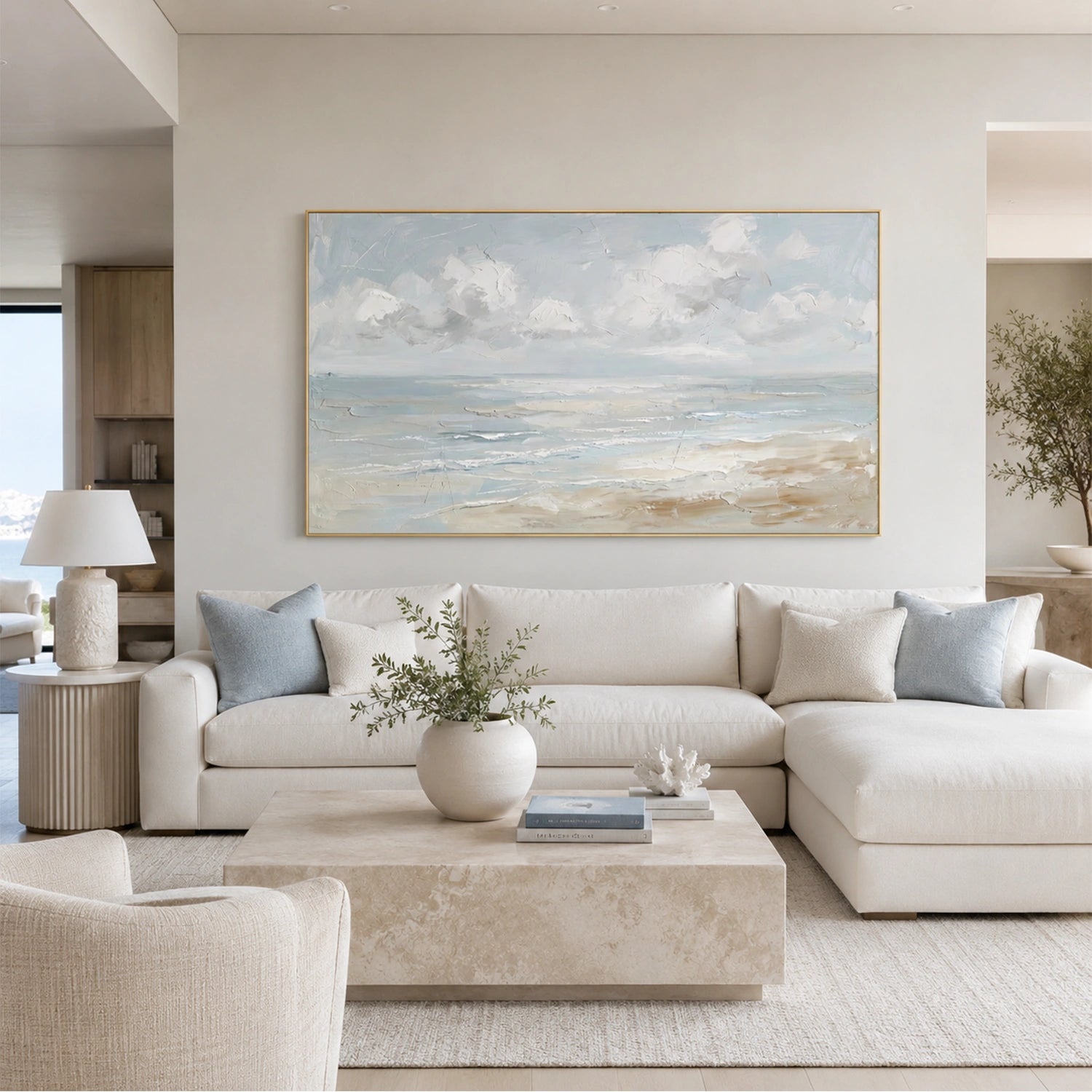 Ocean And Sky Abstract Texture Canvas Art #OS445