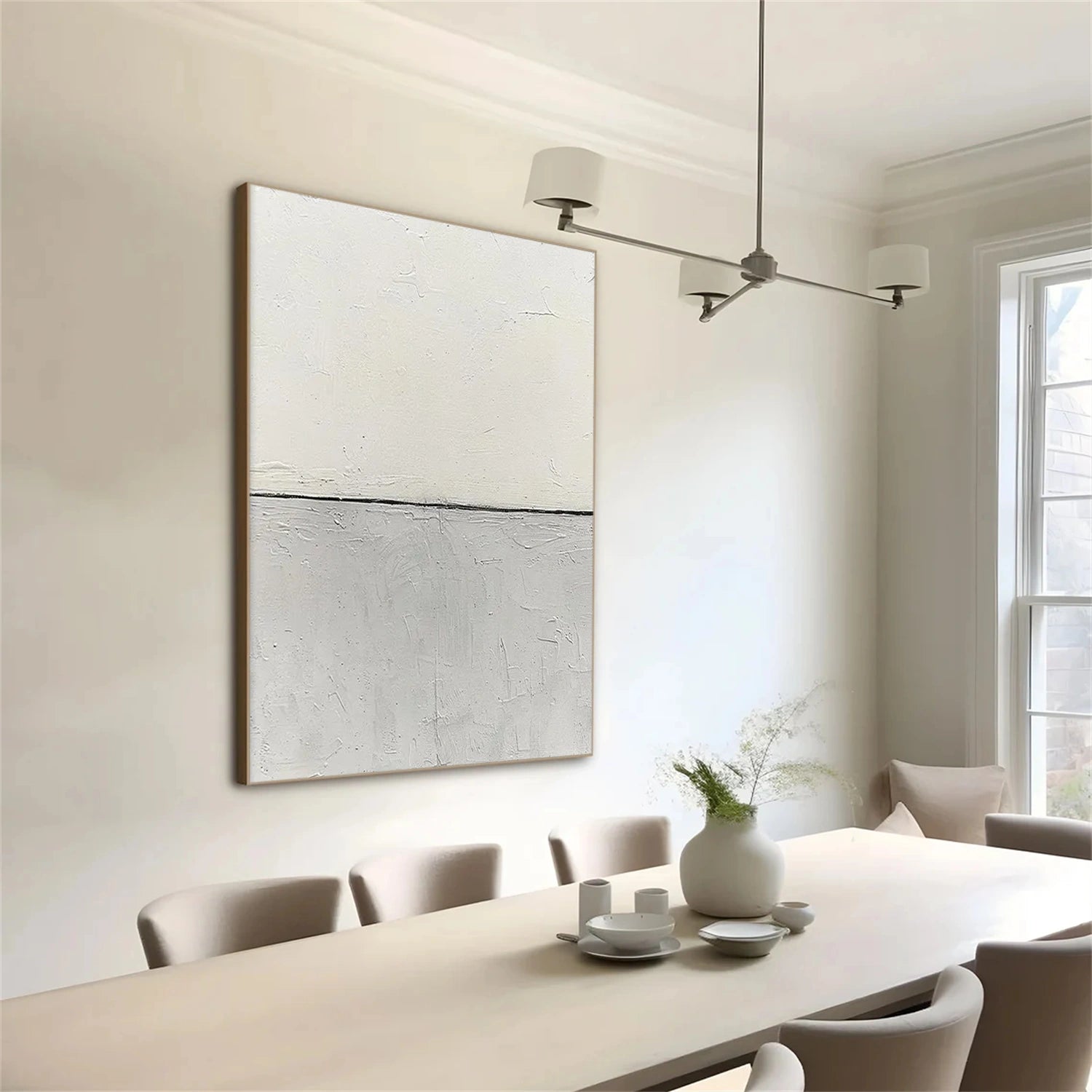 White & Grey Minimalist Texture Wall Art # MM365