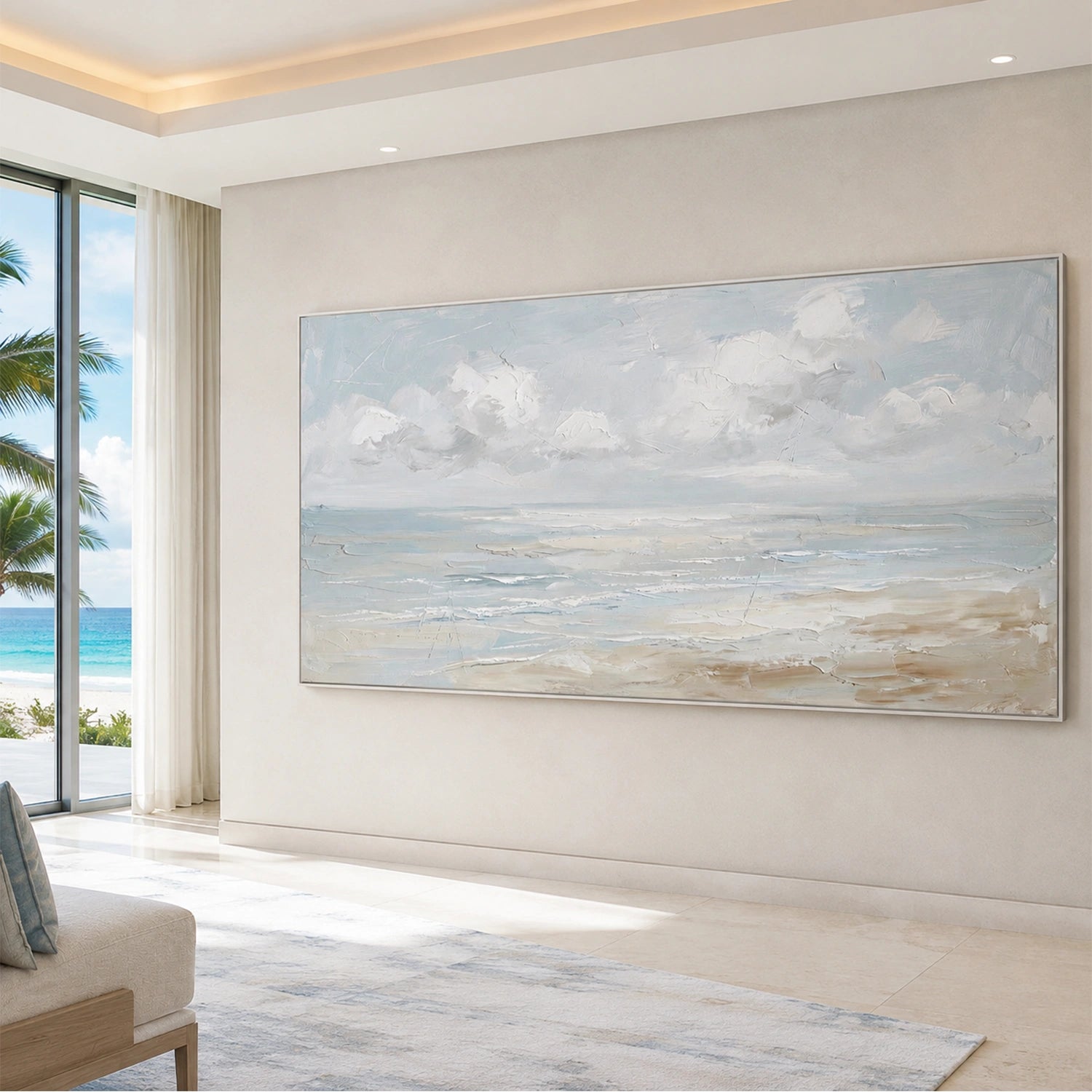 Ocean And Sky Abstract Texture Canvas Art #OS445