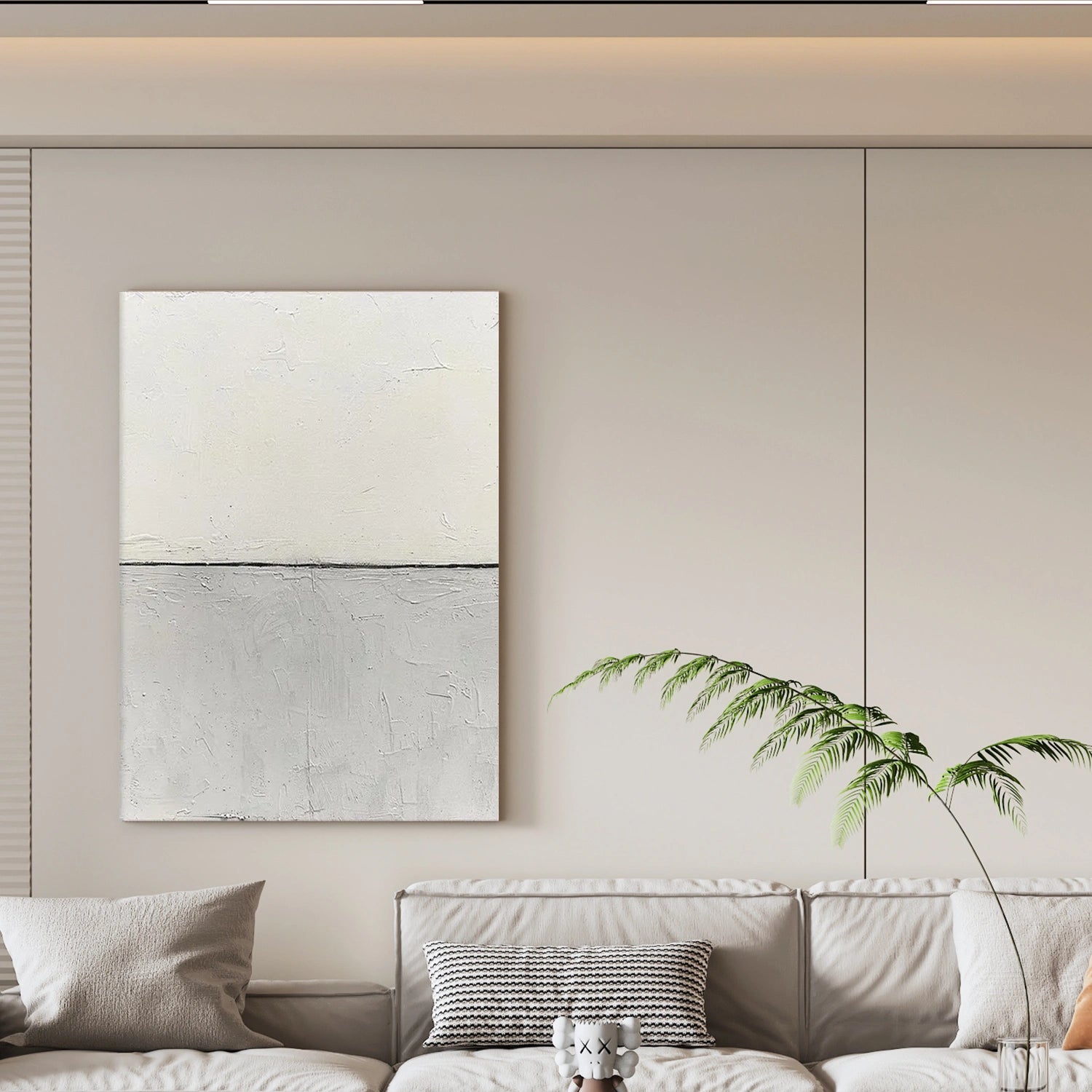 White & Grey Minimalist Texture Wall Art # MM365