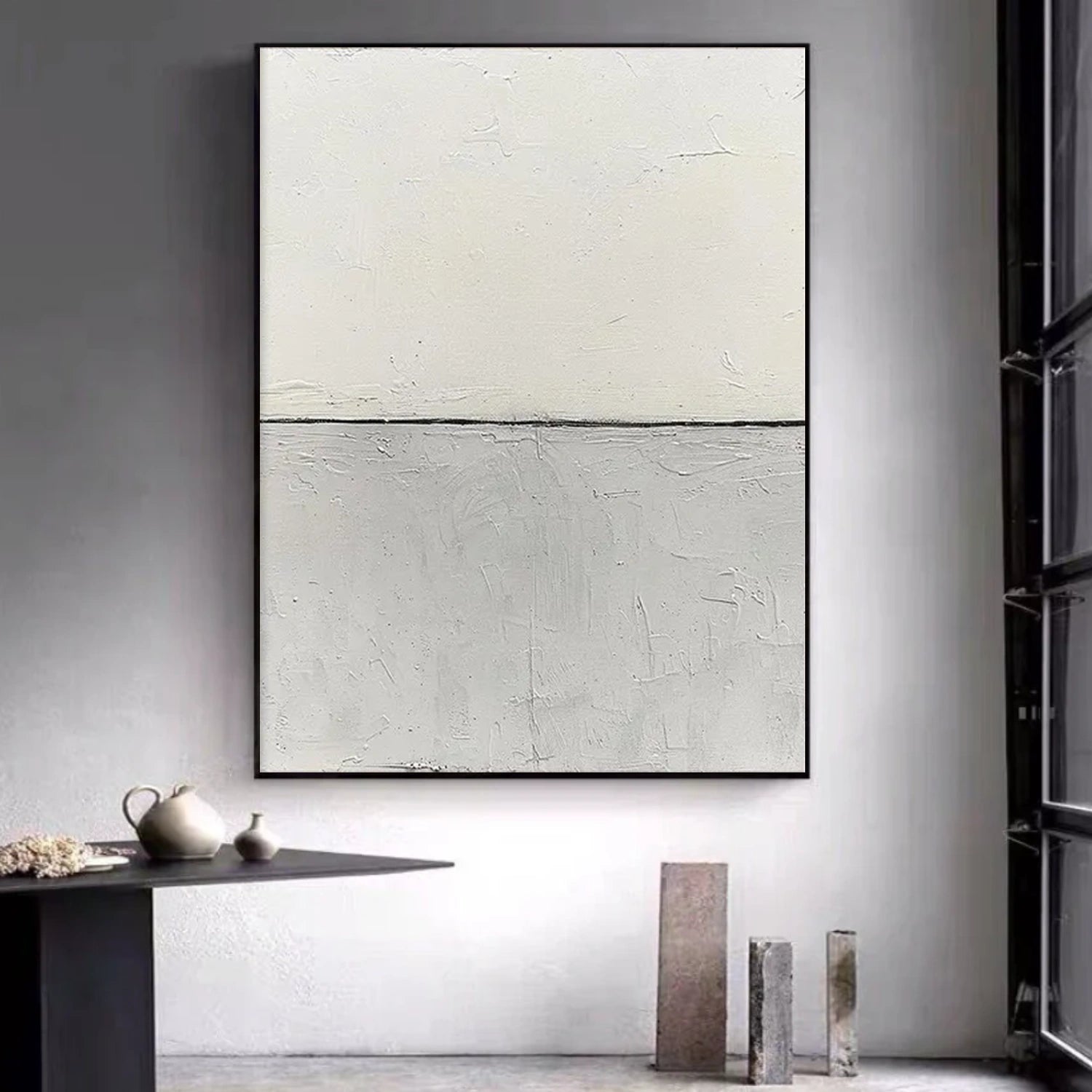 White & Grey Minimalist Texture Wall Art # MM365