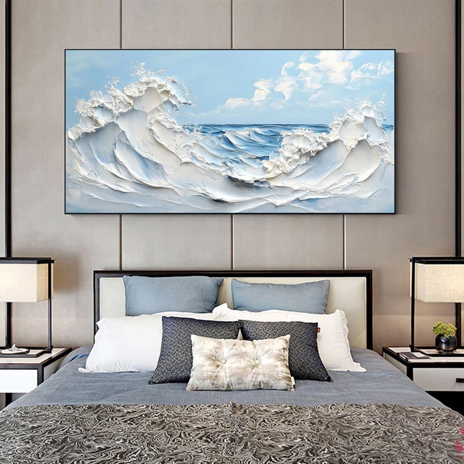 Ocean And Sky Abstract Texture Canvas Art #OS393