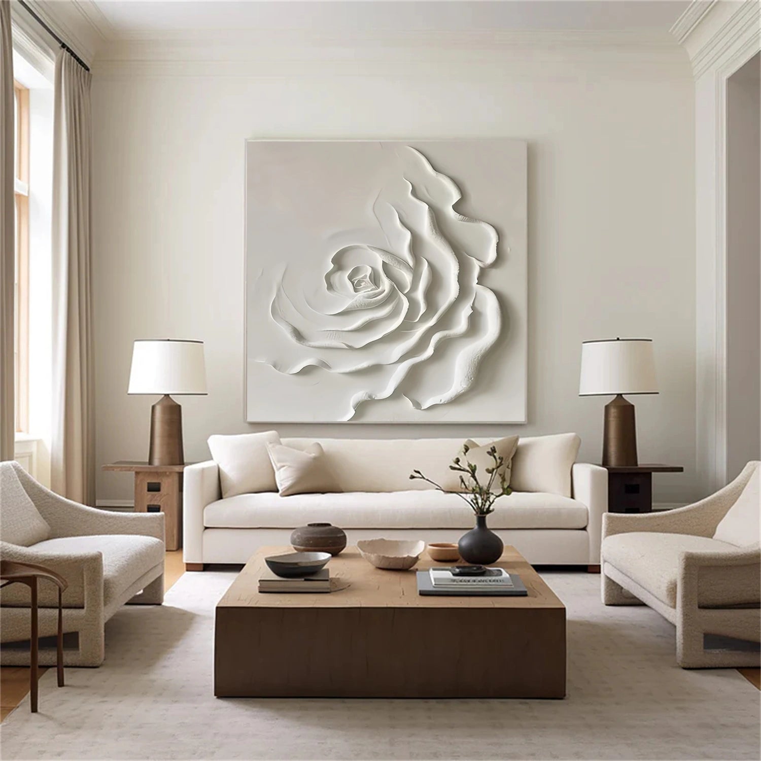 Beige Flower And Tree Abstract Texture  Canvas Art#FT 235