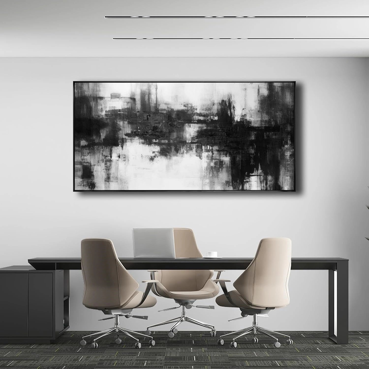 Black White Abstract Textured Wall Art #MZ140