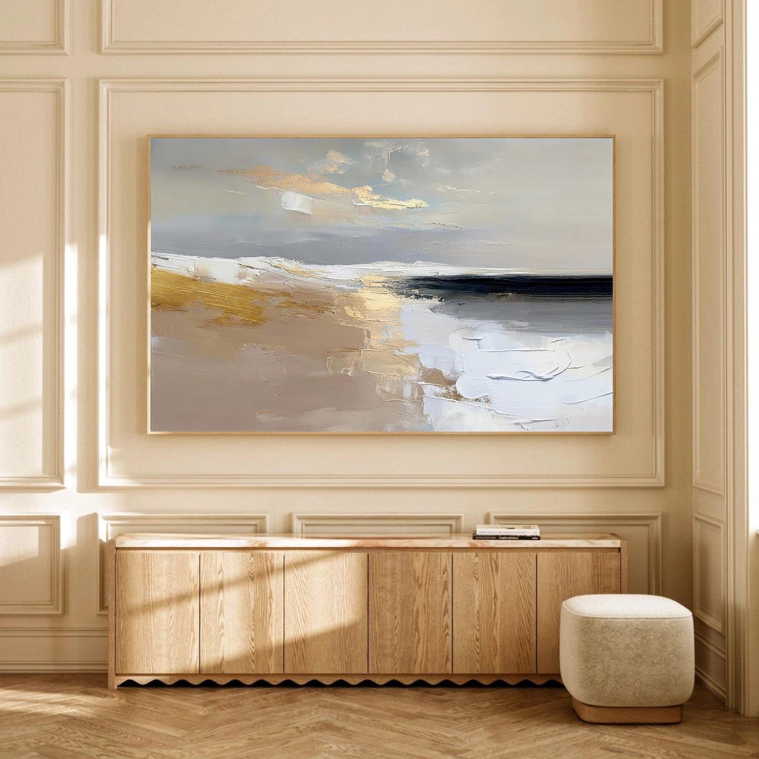 Ocean And Sky Abstract Textured Canvas Art #OS356