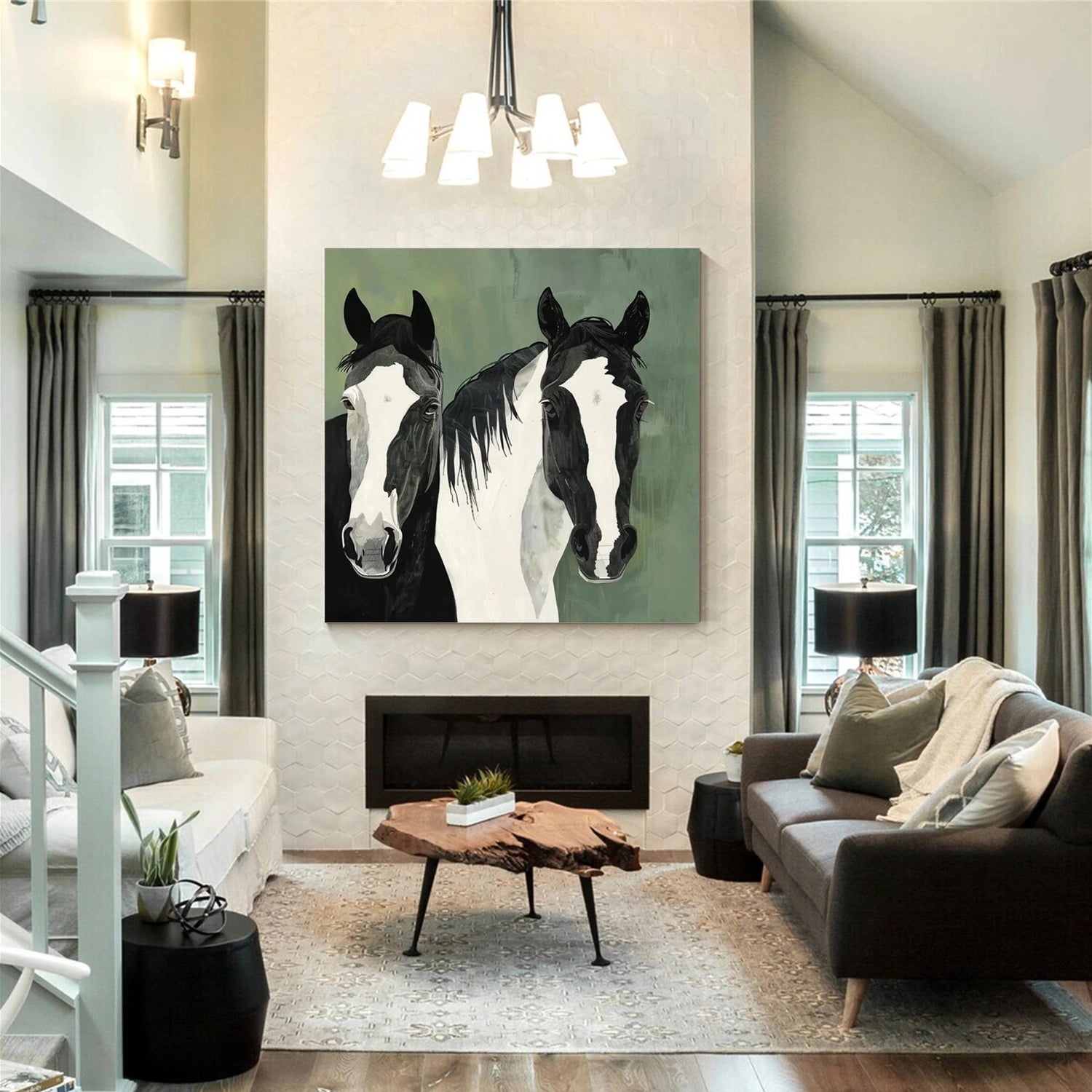 Abstract Animal Horse Canvas Art #AP176