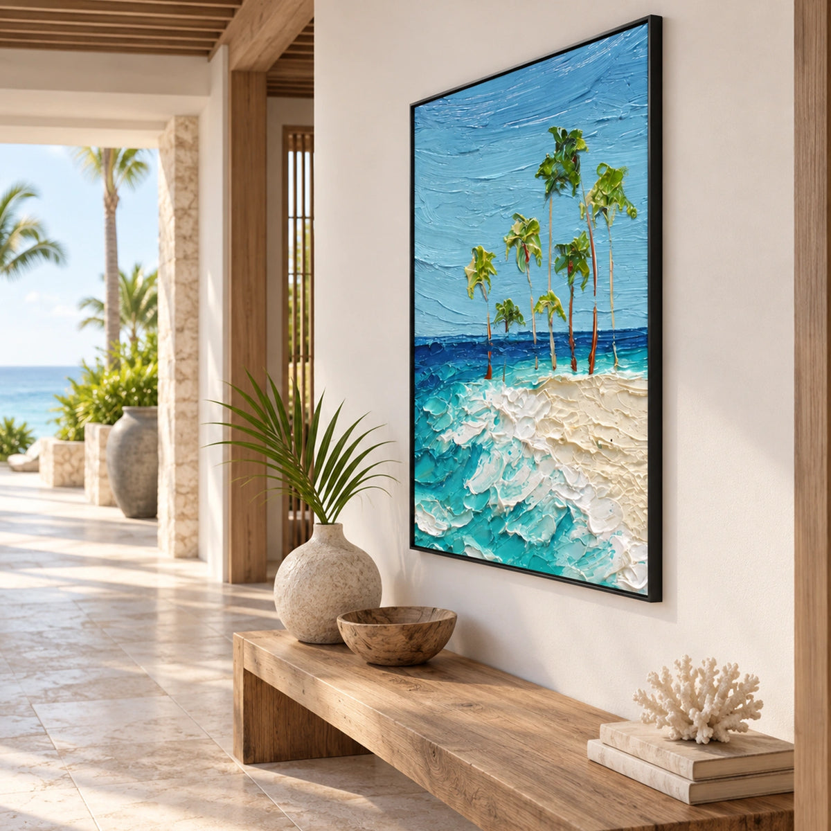 Ocean And Sky Abstract Canvas Art #OS473
