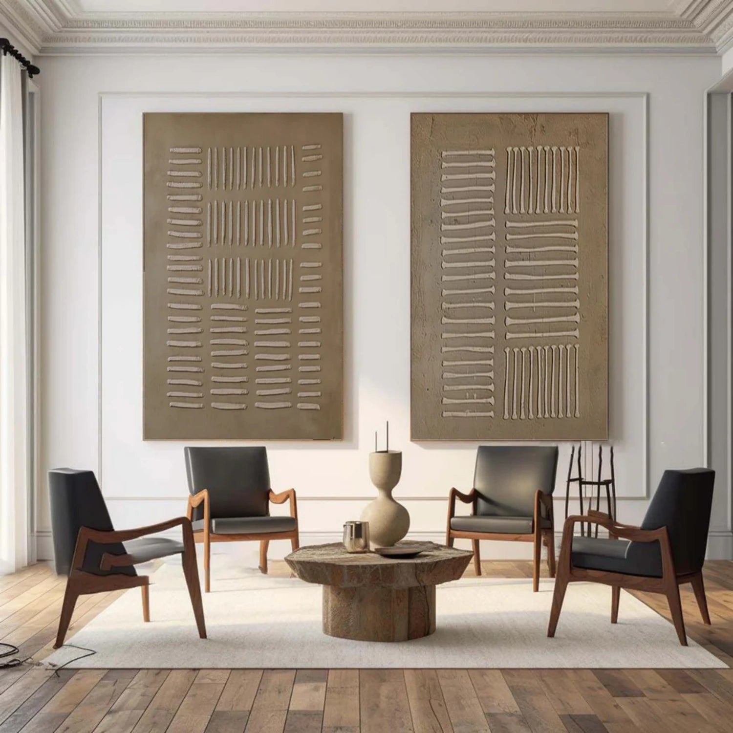 Beige & Brown Abstract Set of 2 #BB153