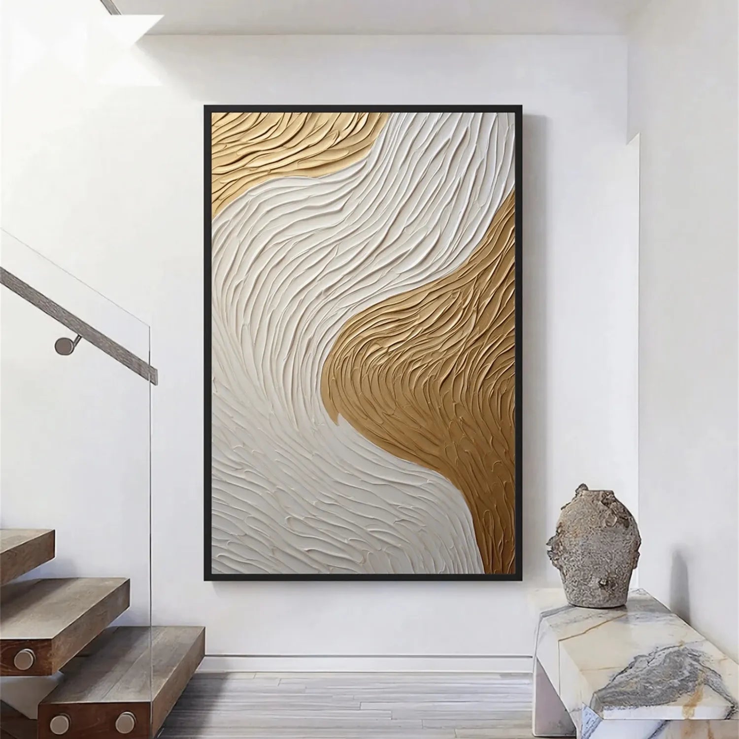 White Minimalist Textured Painting Canvas #MM297