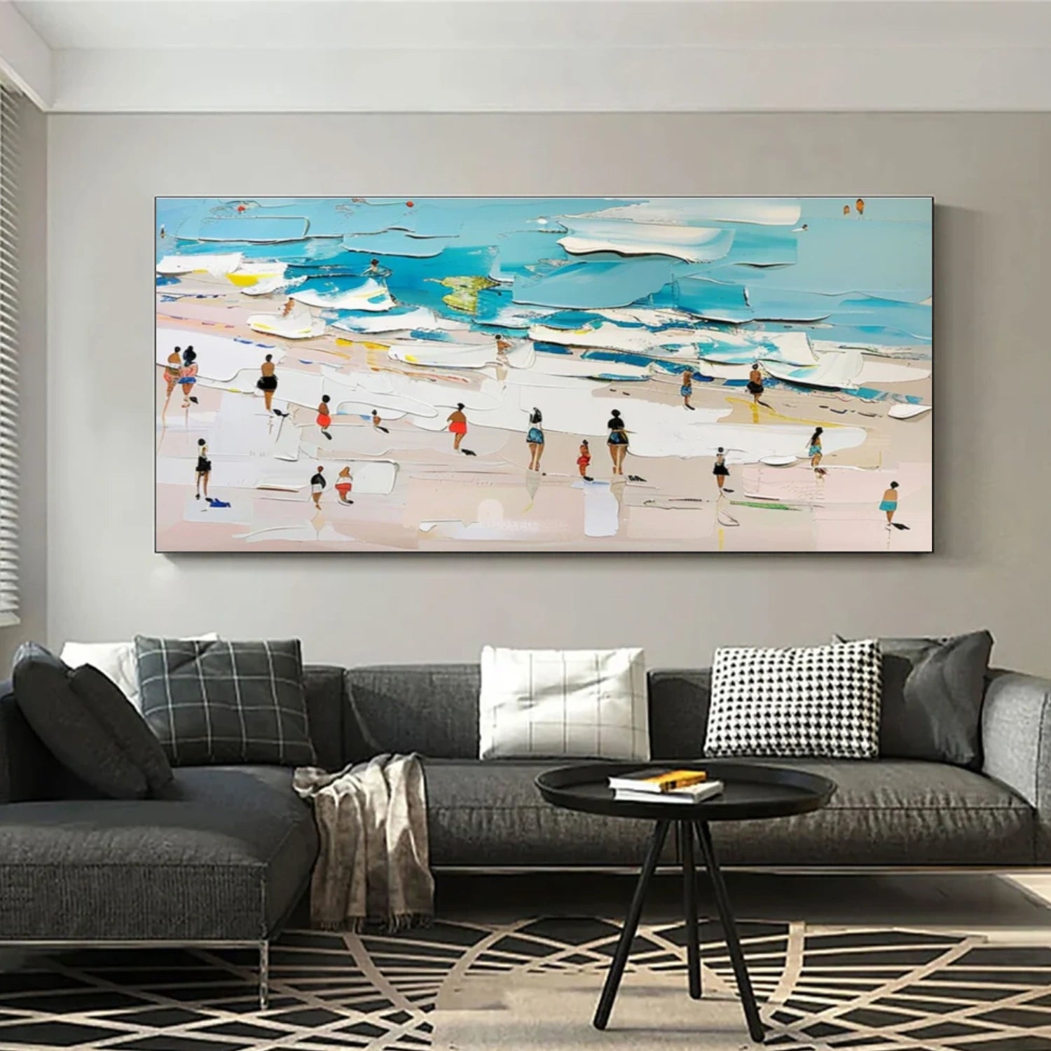 Colorful Ocean And Sky Abstract Textured Canvas Art #OS 318