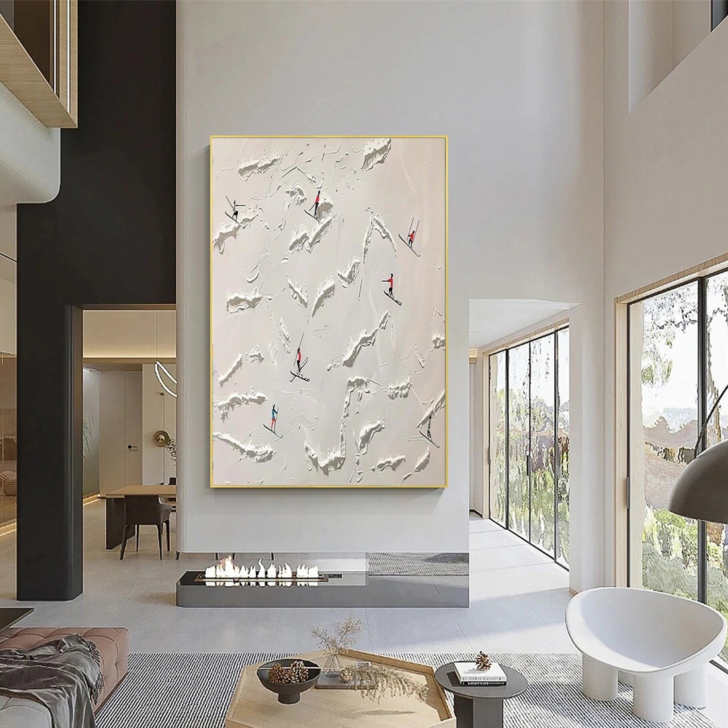 Skiing Sport Art Textured Painting Canvas  # SA069