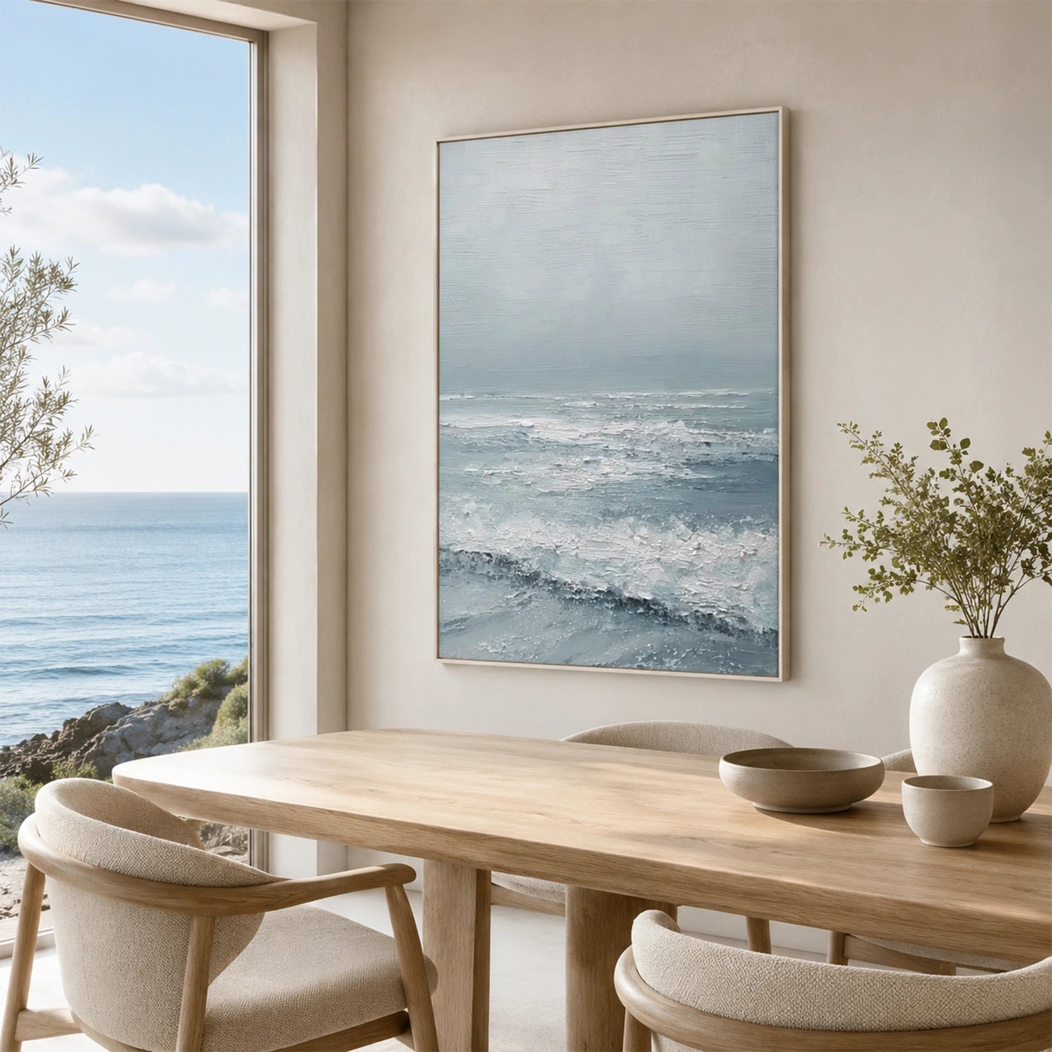 Ocean And Sky Abstract Texture Canvas Art #OS449