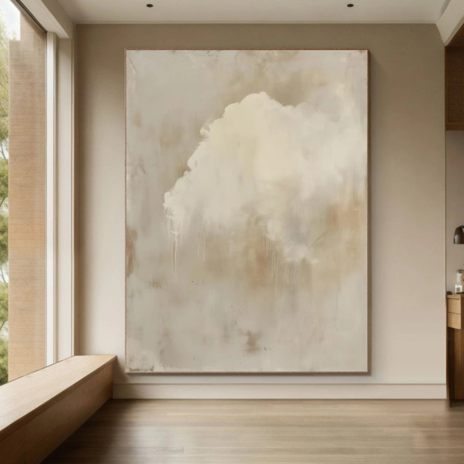 Beige & Brown Sky Abstract Canvas Art #OS 321