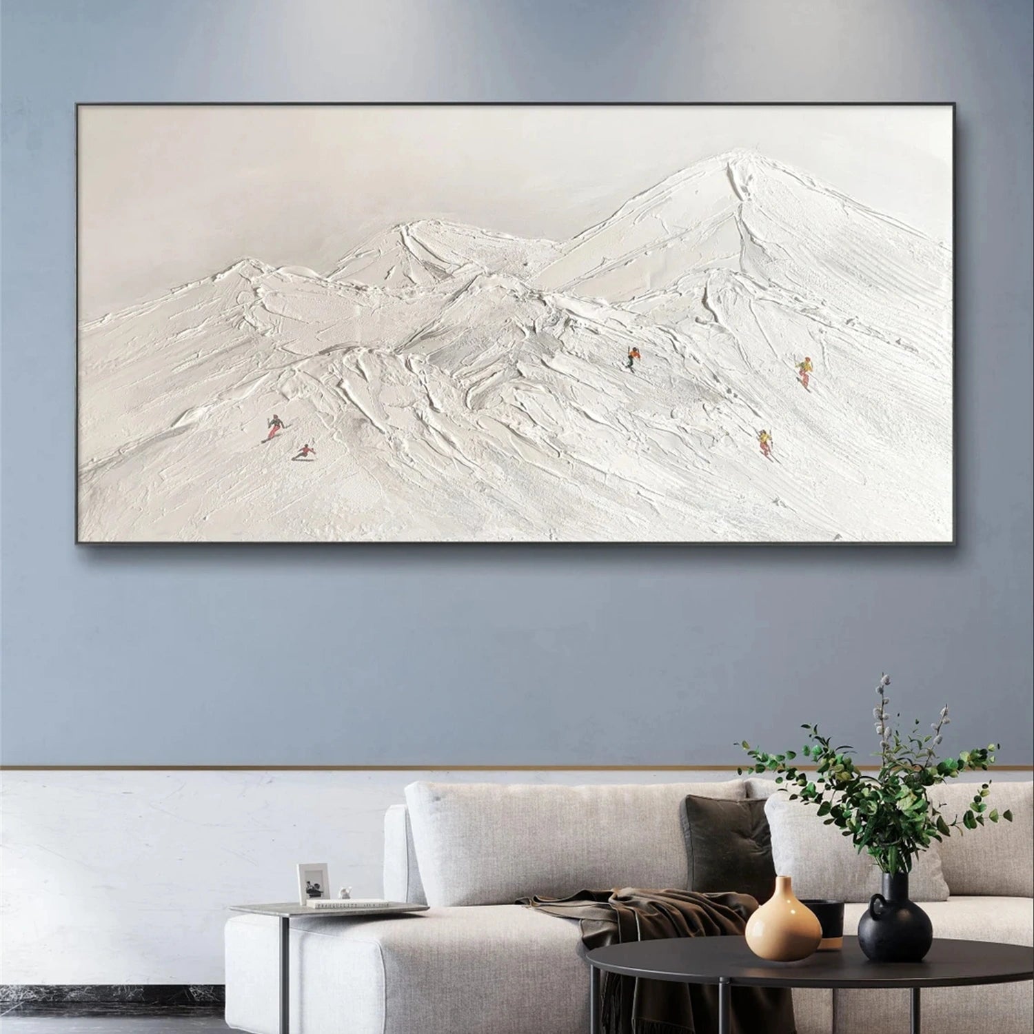 Skiing Sport Art Textured Painting Canvas # SP044