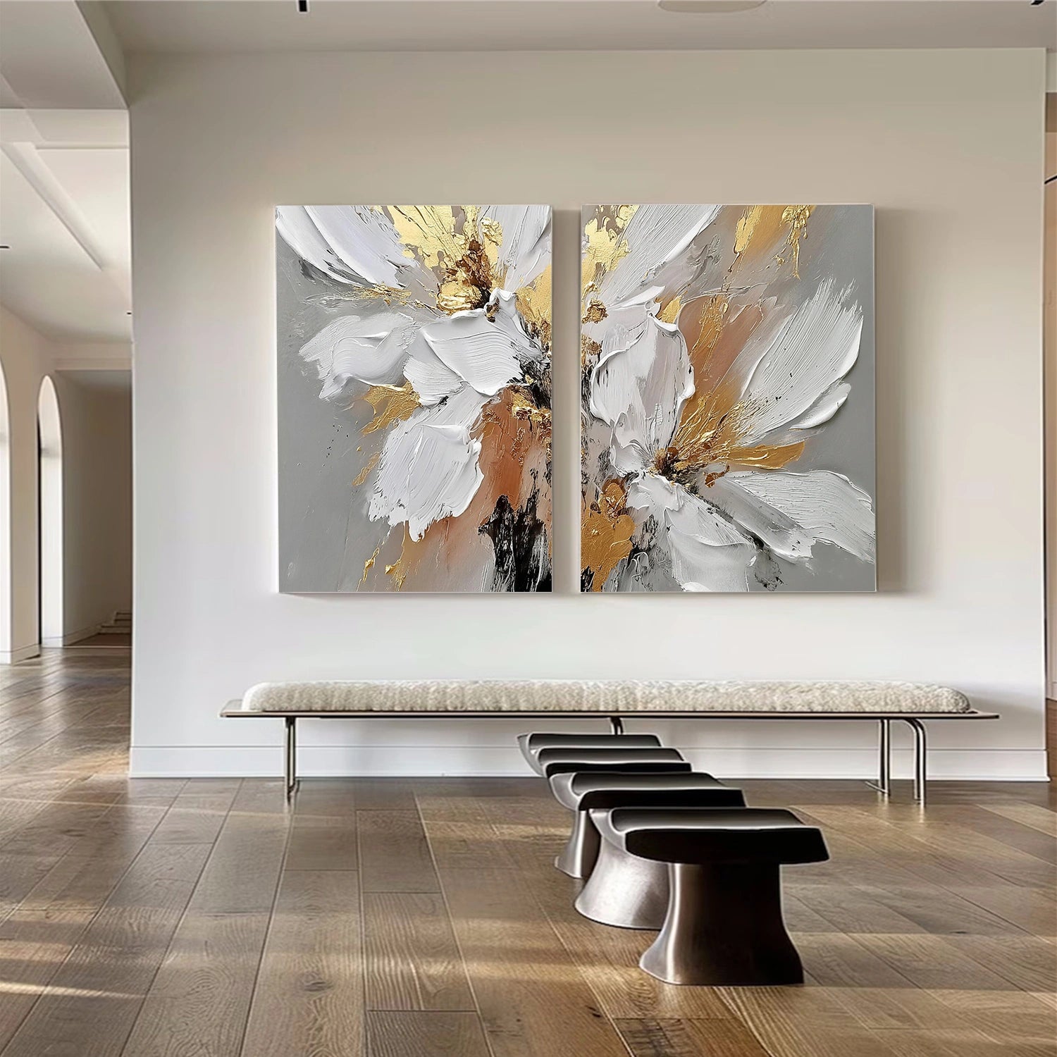 Flower & Tree Abstract Texture Canvas Art Set of 2 #FT 333
