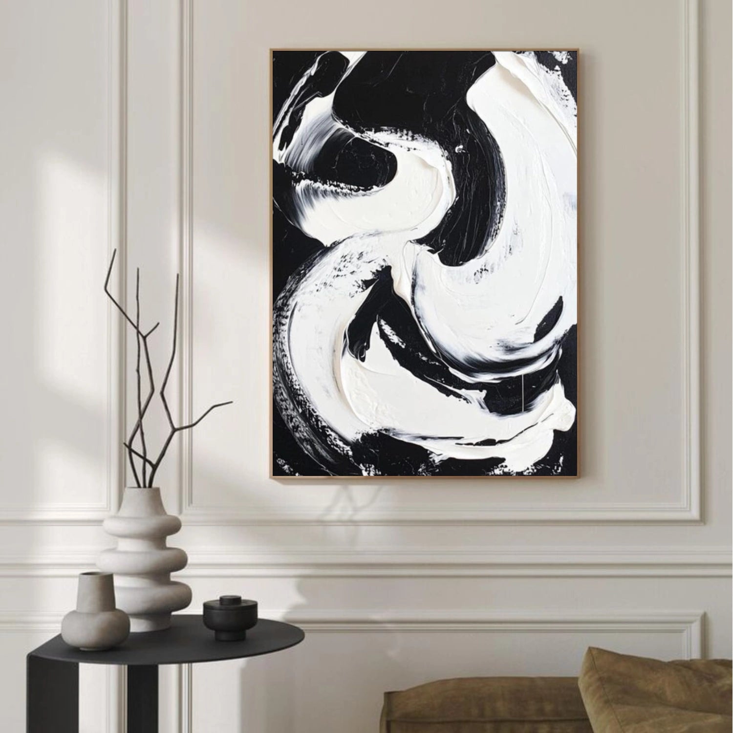 Black & White Minimalist Textured Canvas  #MM387