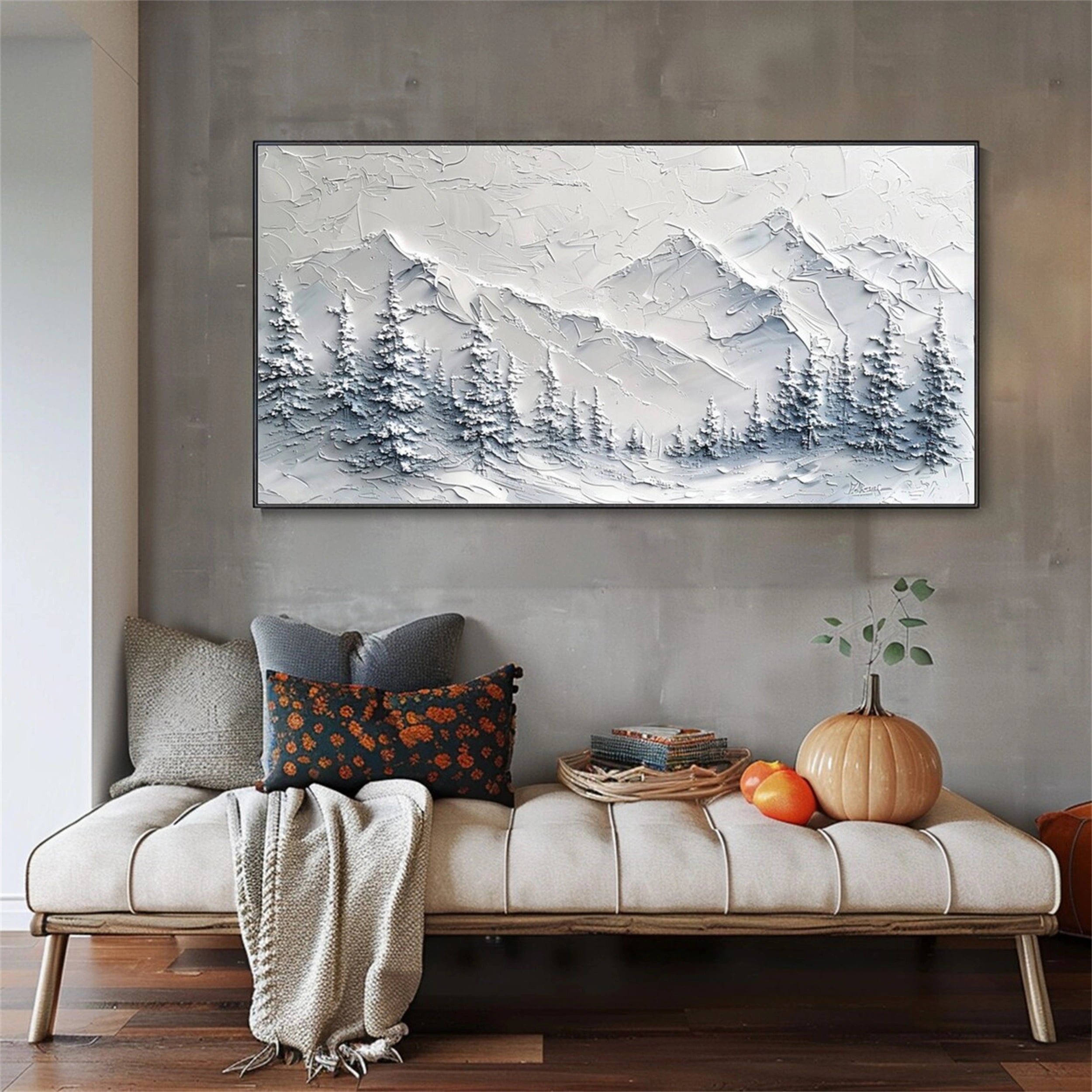 Snow Mountain Landscape Textured Wall Art #MM108