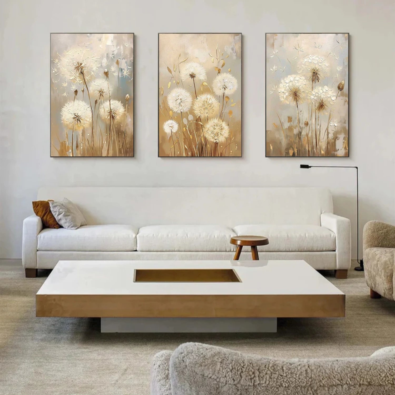 Flower & Tree Abstract Canvas Art Set of 3 #FT 312