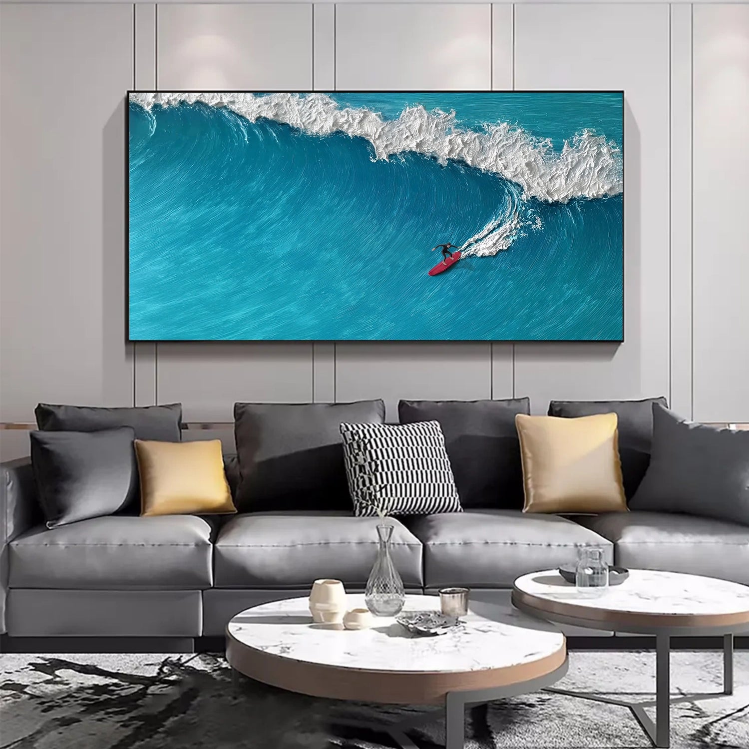 Surfing Sport Texture Canvas Painting #SA018