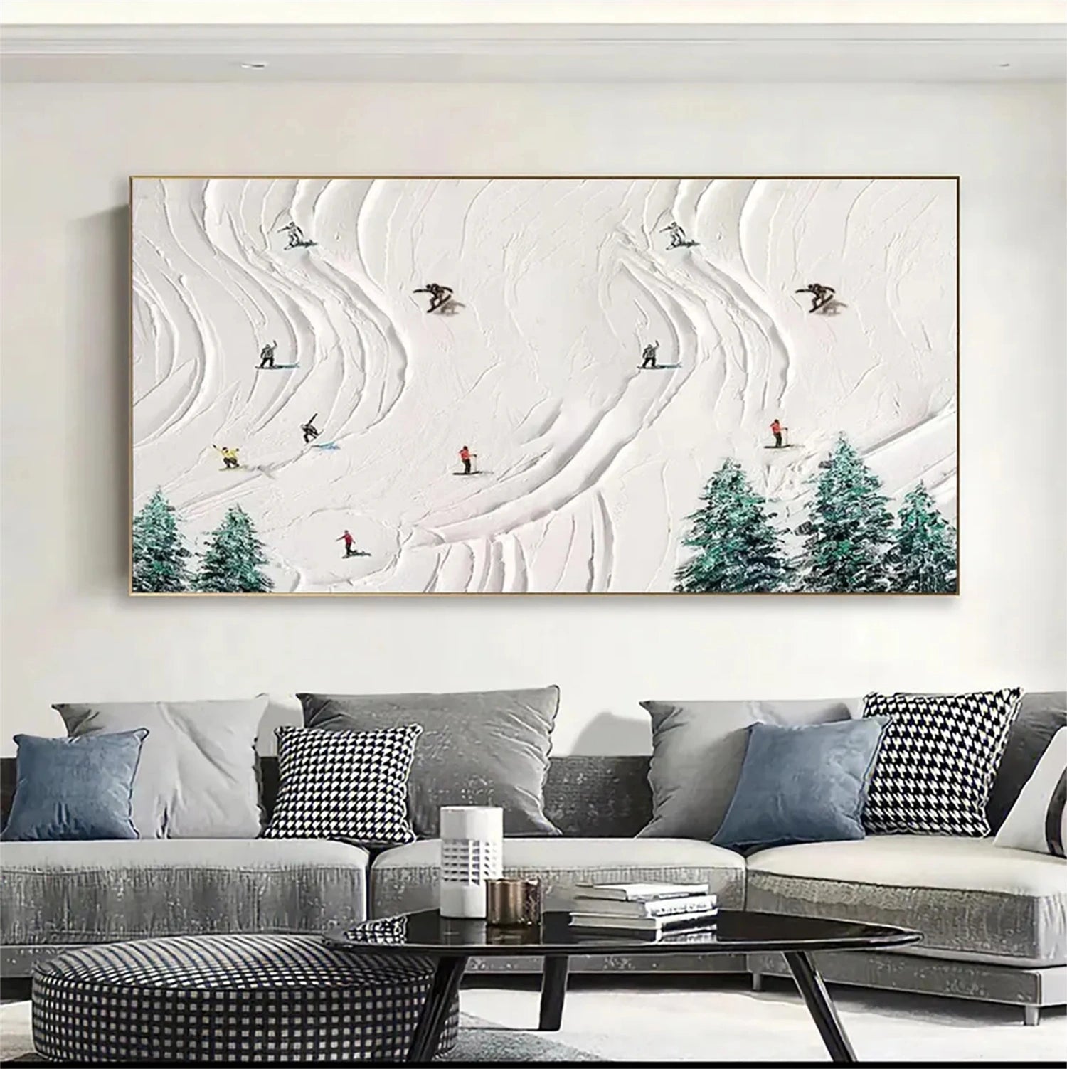 Skiing Sport Art Textured Painting Canvas # SP037