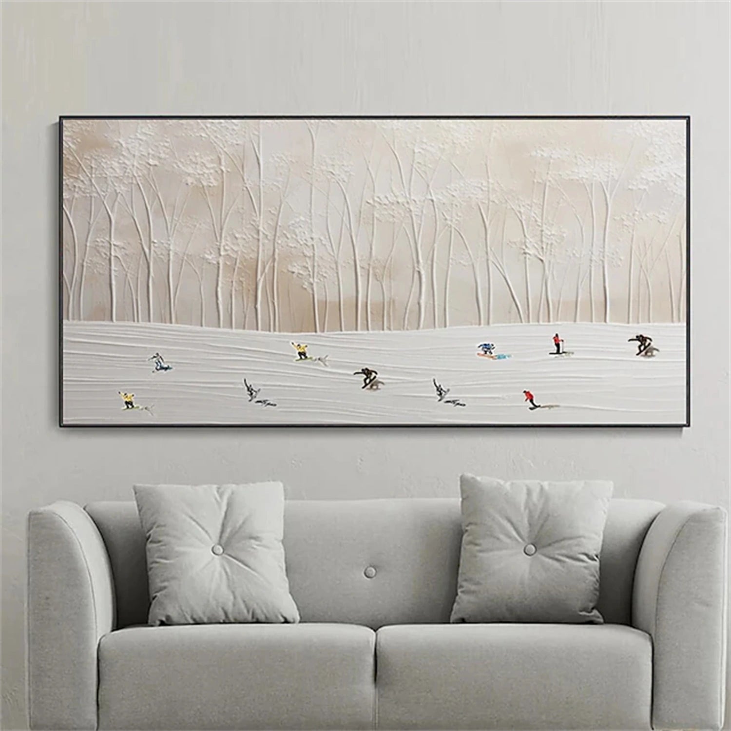 Skiing Sport Art Textured Painting Canvas # SP043