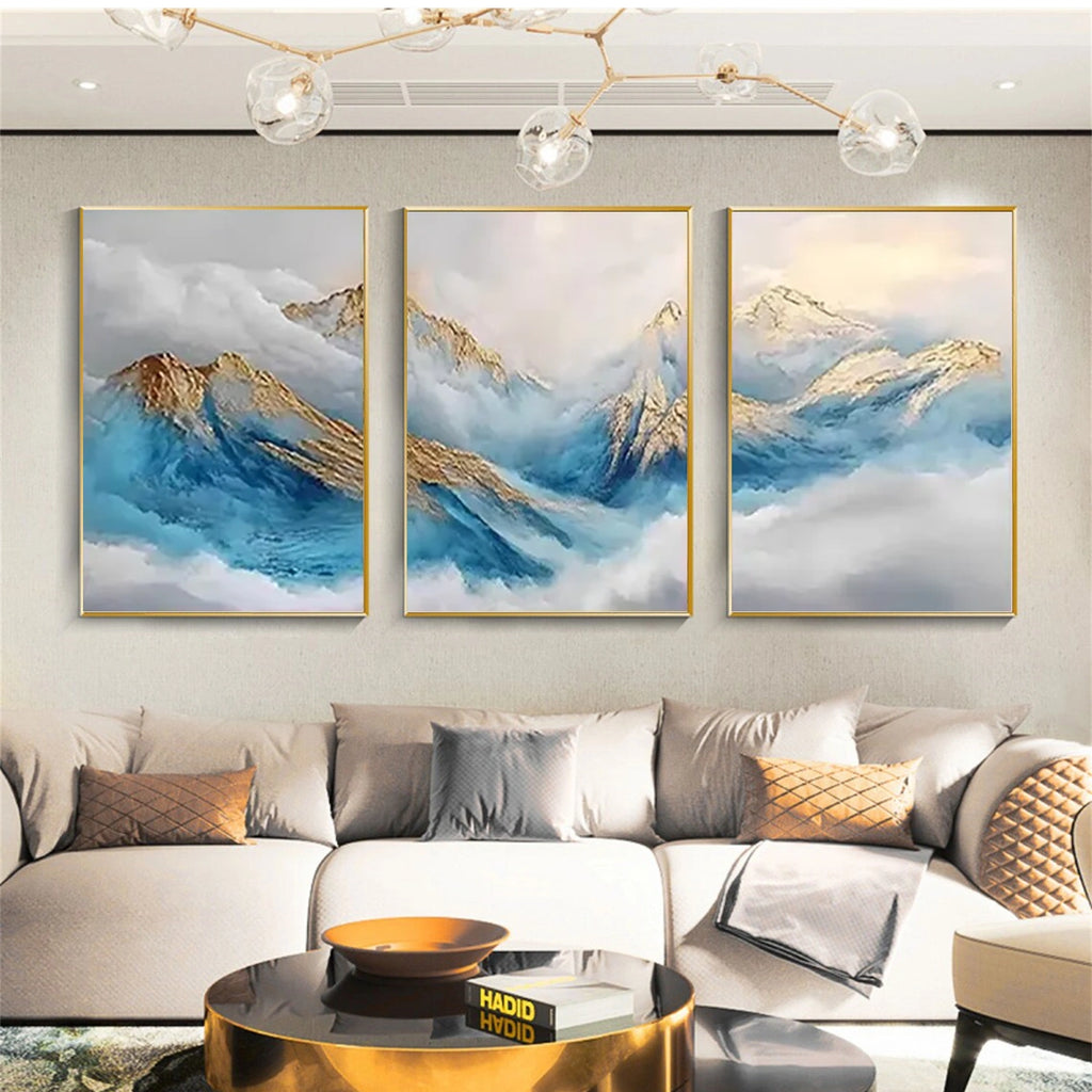 Hi-STANDARD　TM paint CANVAS Minimalist Mountain Textured Canvas Art Set of 3 #MM346