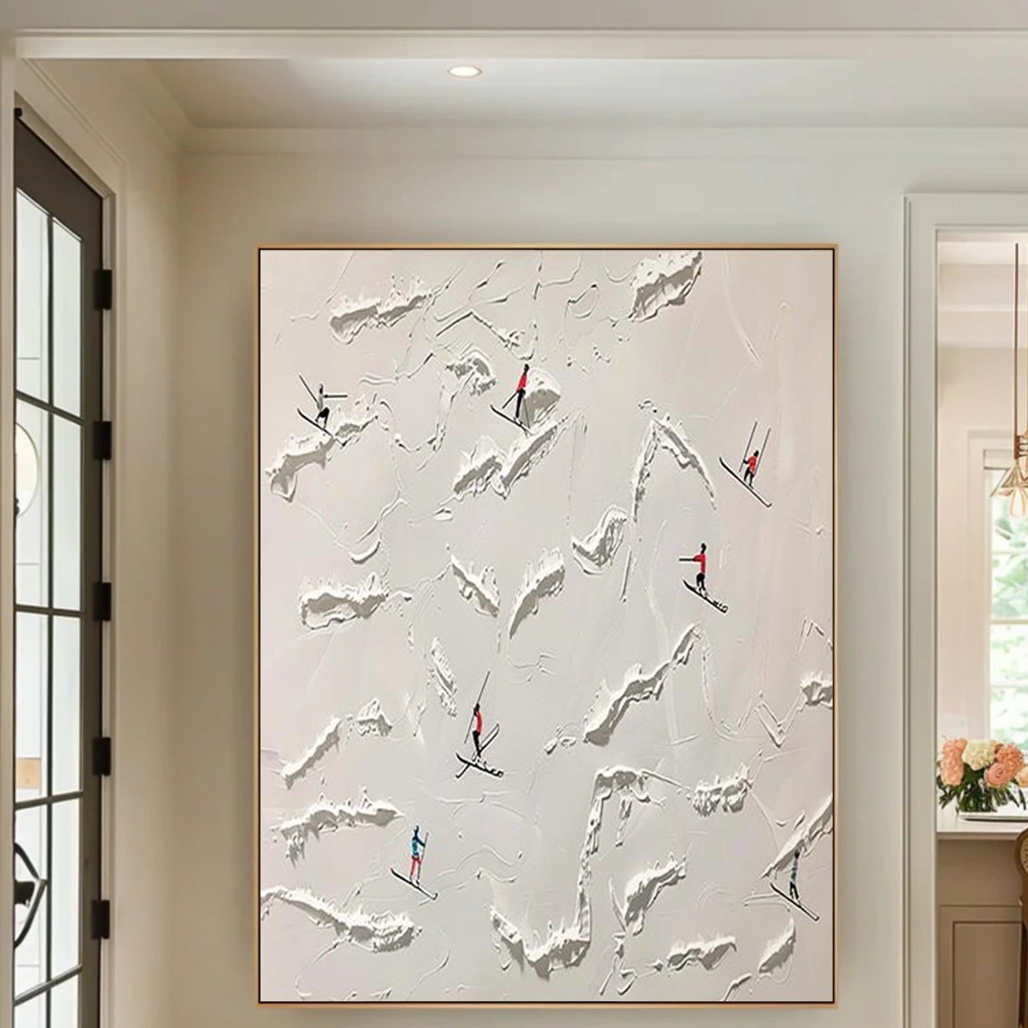 Skiing Sport Art Textured Painting Canvas  # SA069